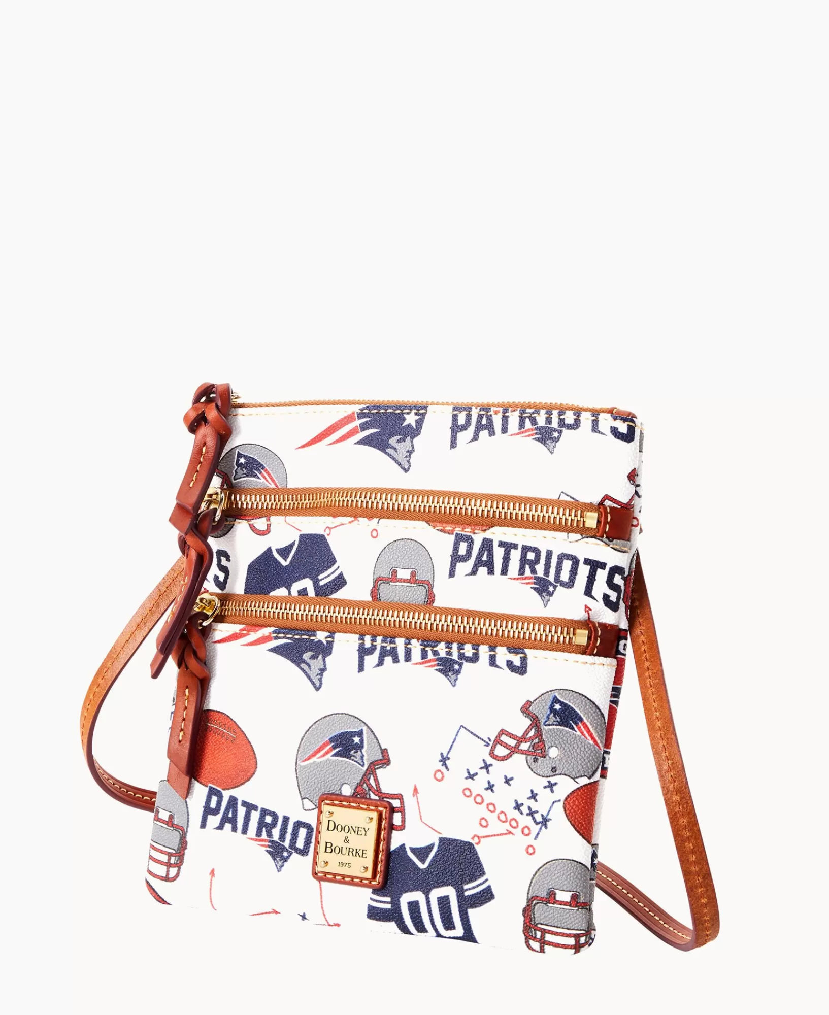 Shoulder Bags | Crossbodies>Dooney & Bourke NFL Patriots North South Triple Zip Crossbody WhiteMulti