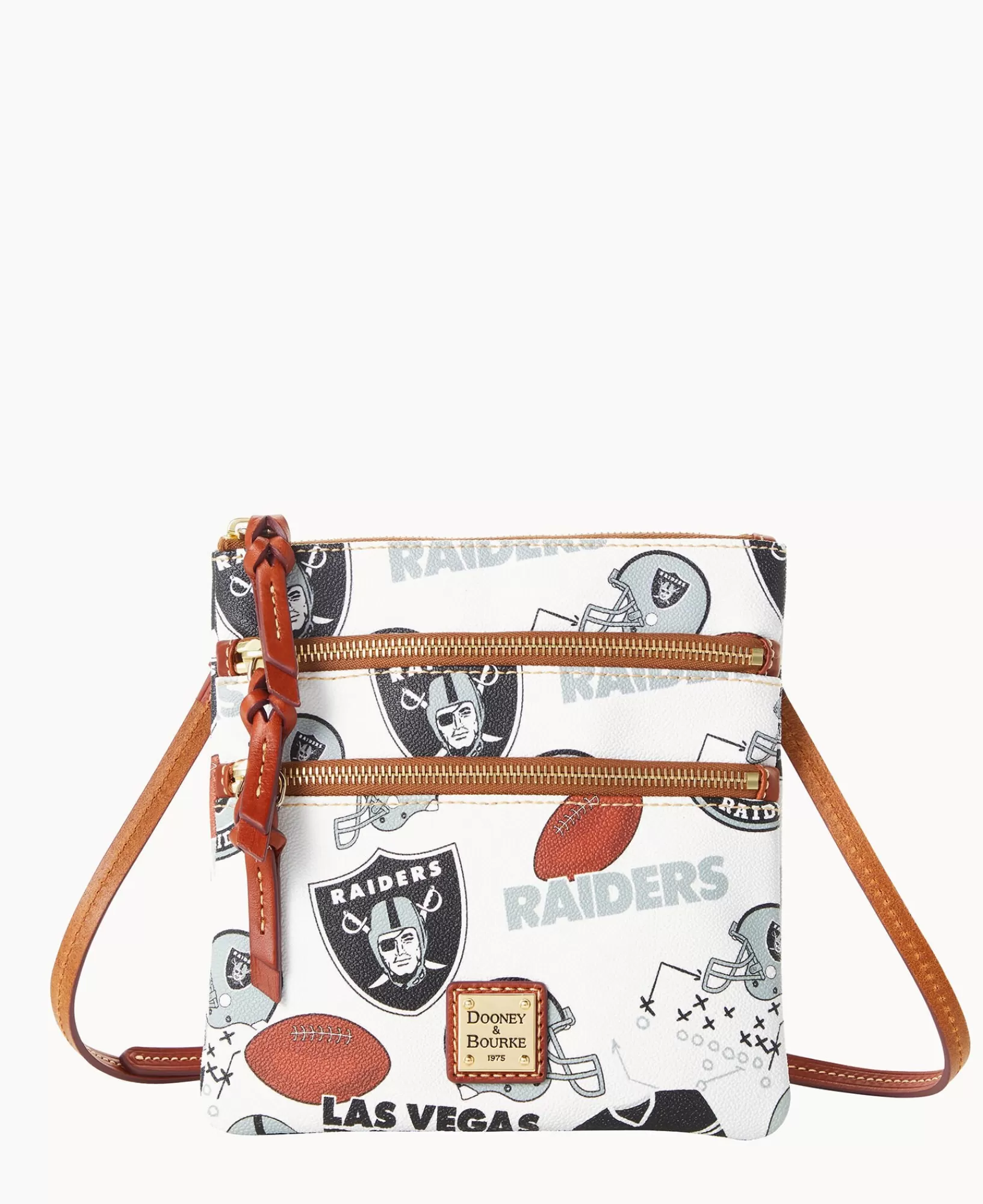 Shoulder Bags | Crossbodies>Dooney & Bourke NFL Raiders North South Triple Zip Crossbody WhiteMulti