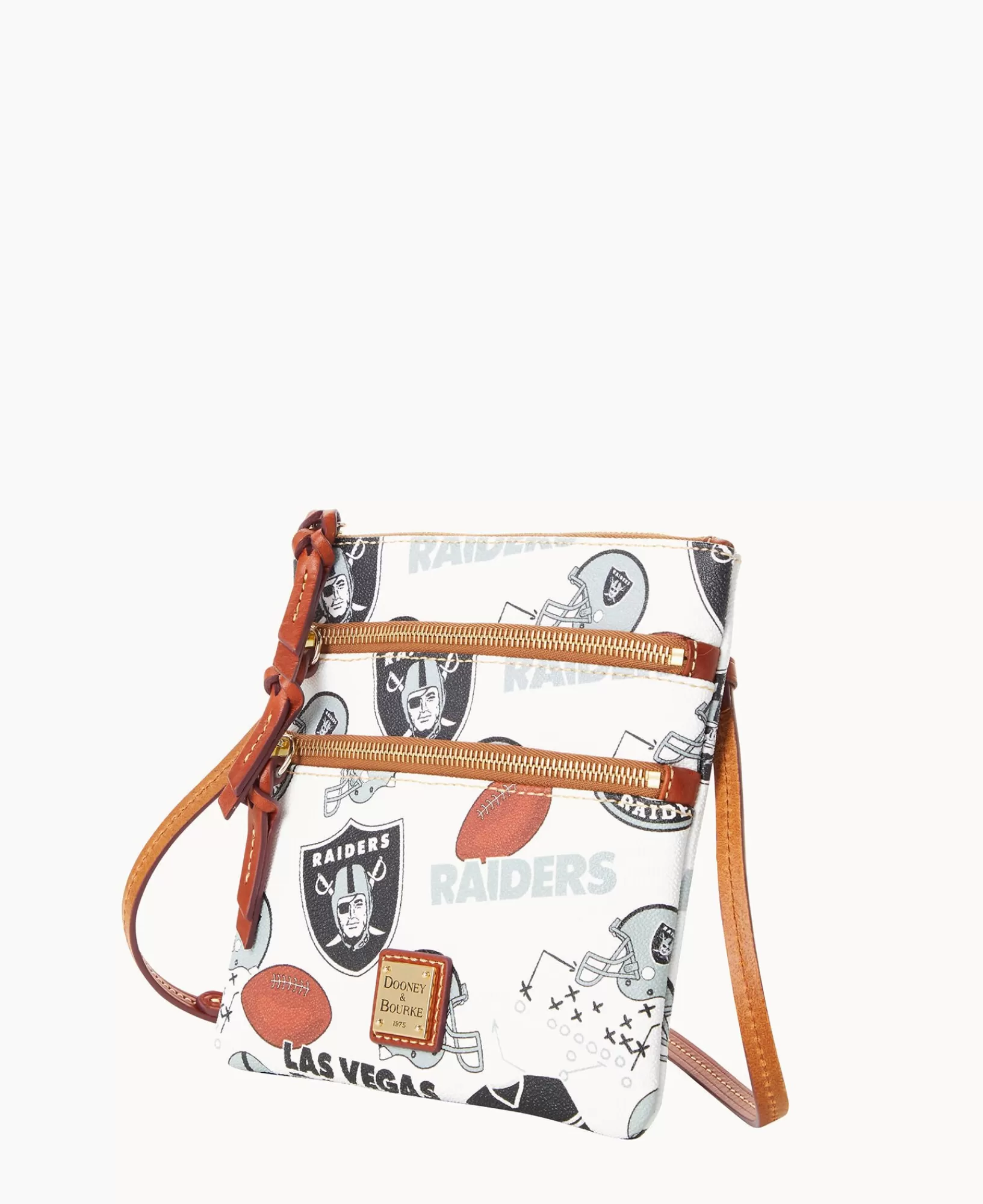 Shoulder Bags | Crossbodies>Dooney & Bourke NFL Raiders North South Triple Zip Crossbody WhiteMulti