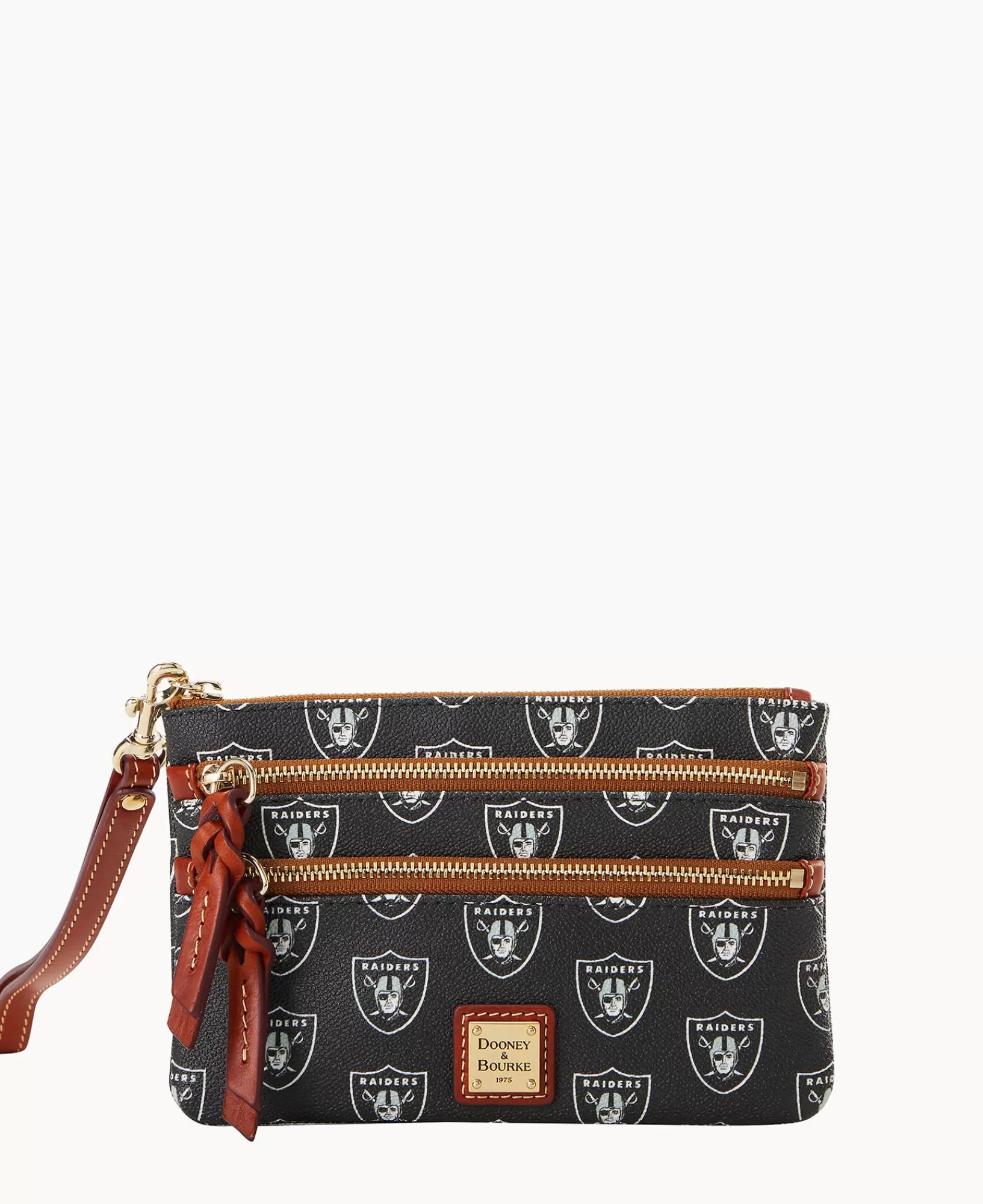 Wristlets | Wallets>Dooney & Bourke NFL Raiders Triple Zip Wristlet Black