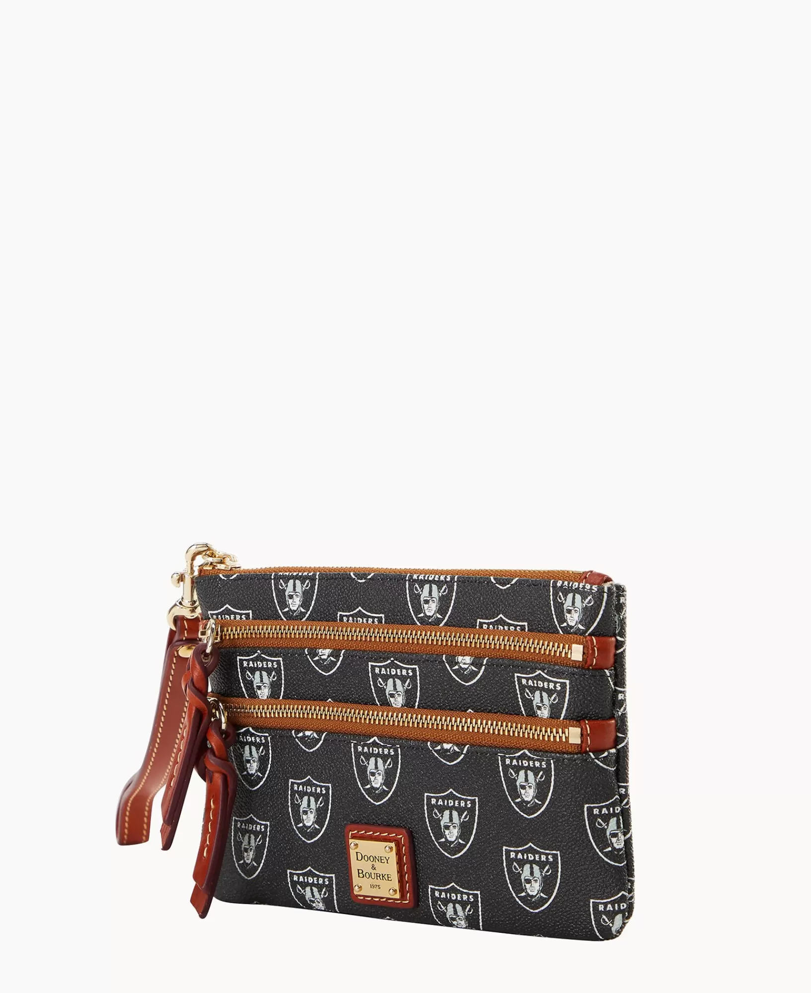 Wristlets | Wallets>Dooney & Bourke NFL Raiders Triple Zip Wristlet Black