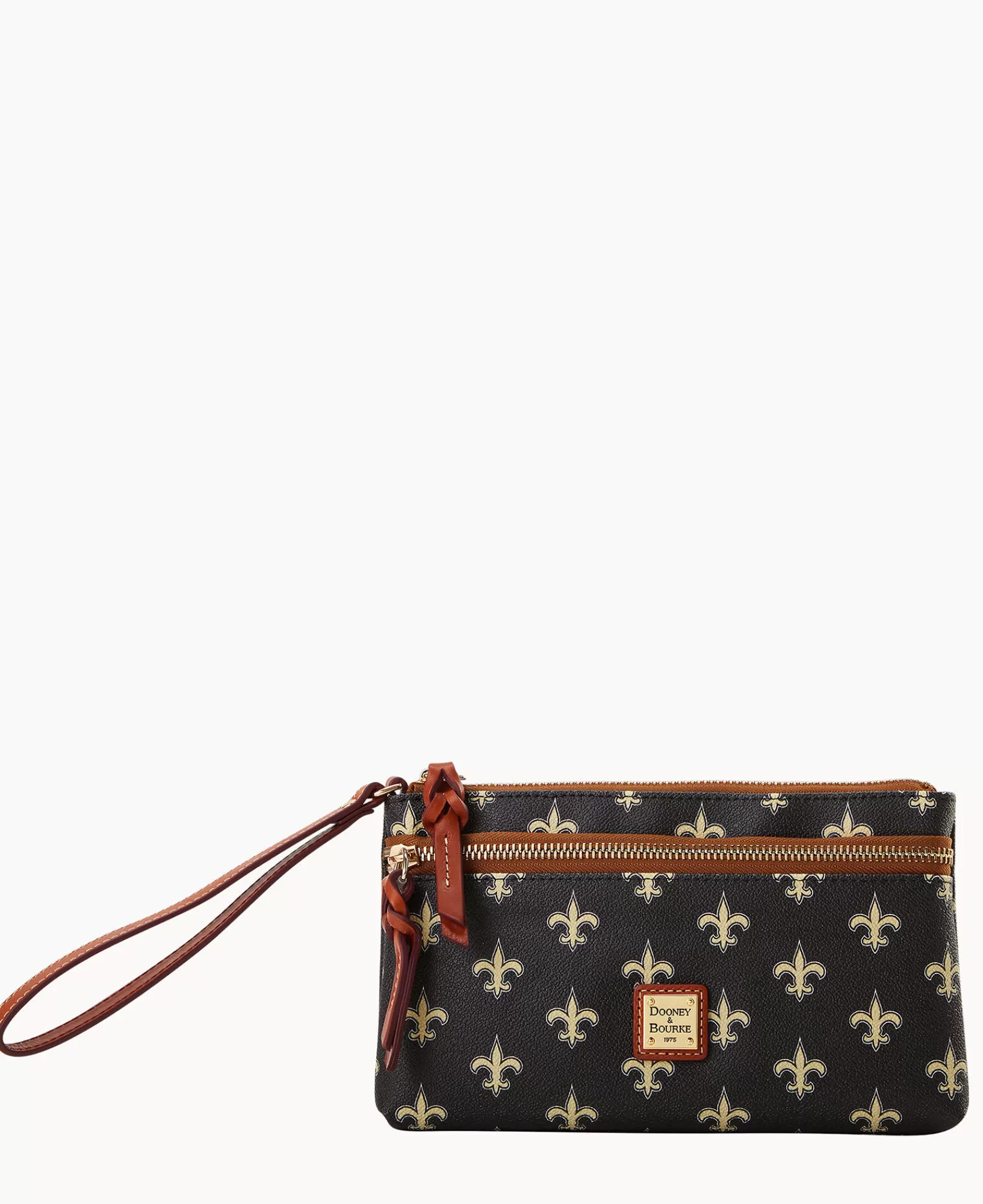 Wristlets | Wallets>Dooney & Bourke NFL Saints Double Zip Wristlet Black