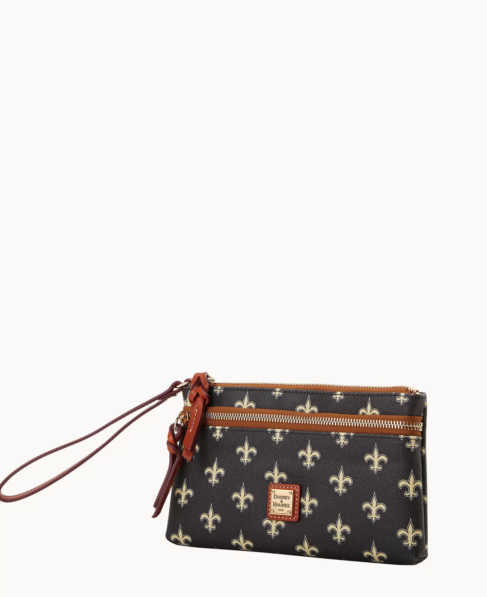 Wristlets | Wallets>Dooney & Bourke NFL Saints Double Zip Wristlet Black