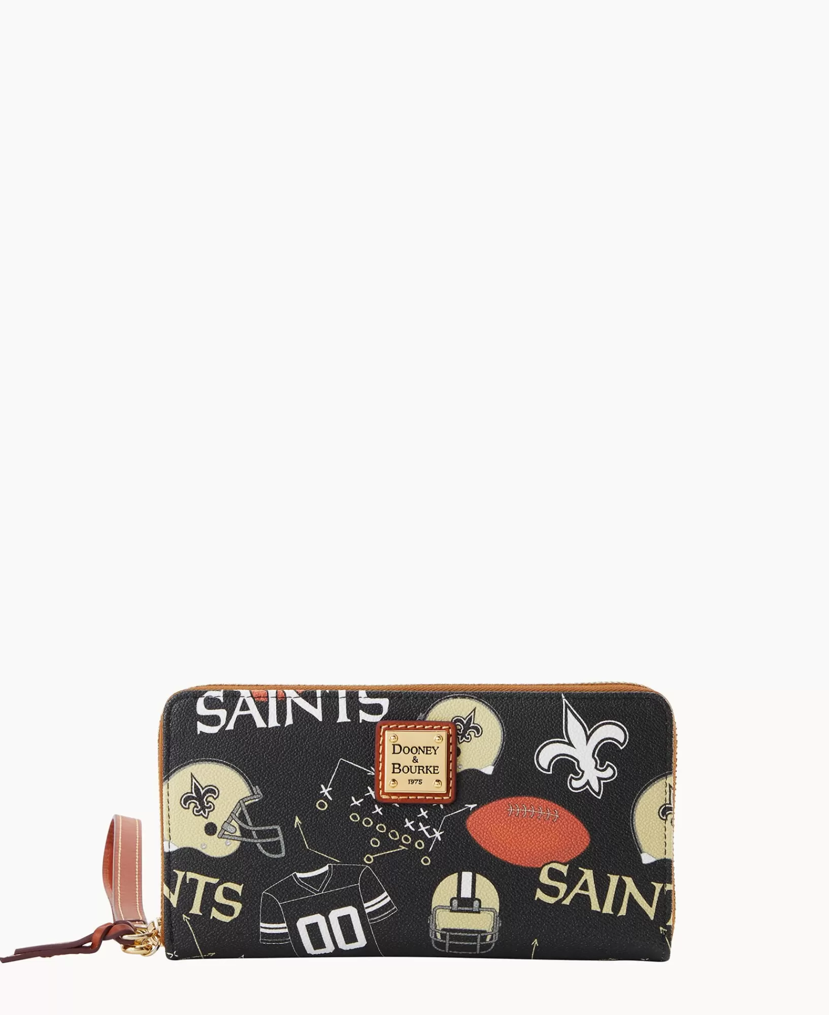 Wristlets | Wallets>Dooney & Bourke NFL Saints Large Zip Around Wristlet Black