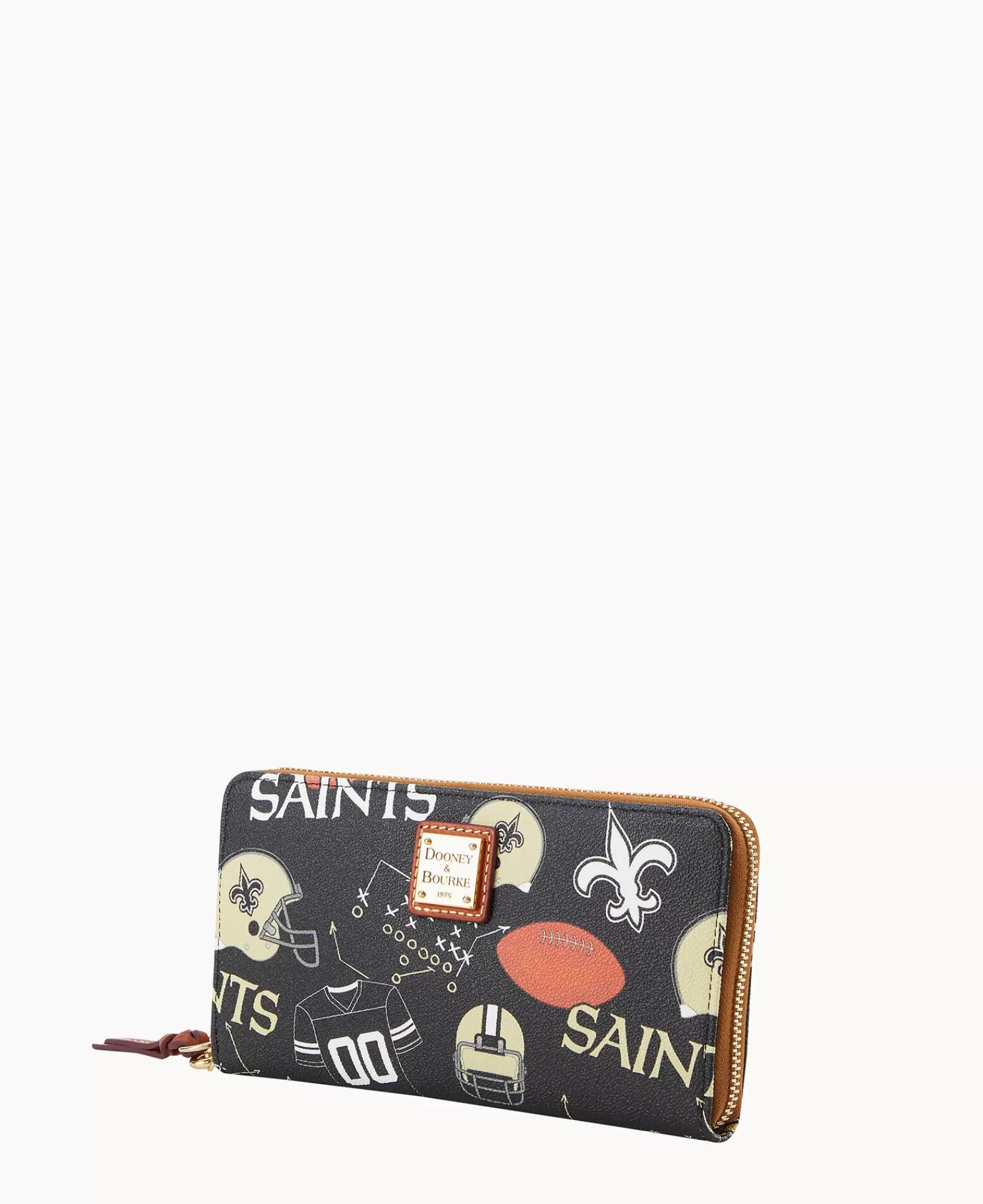 Wristlets | Wallets>Dooney & Bourke NFL Saints Large Zip Around Wristlet Black