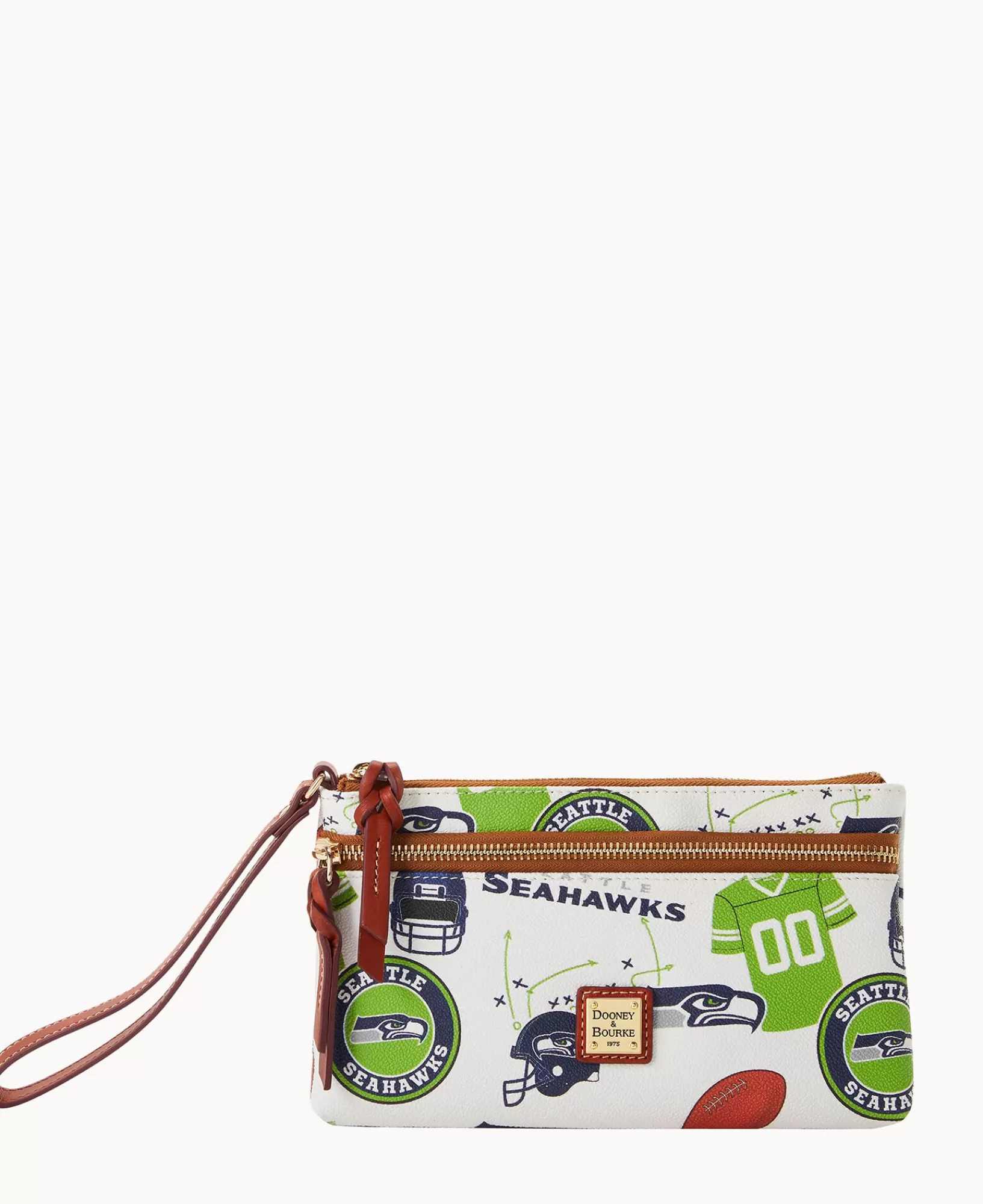 Wristlets | Wallets>Dooney & Bourke NFL Seahawks Double Zip Wristlet WhiteMulti