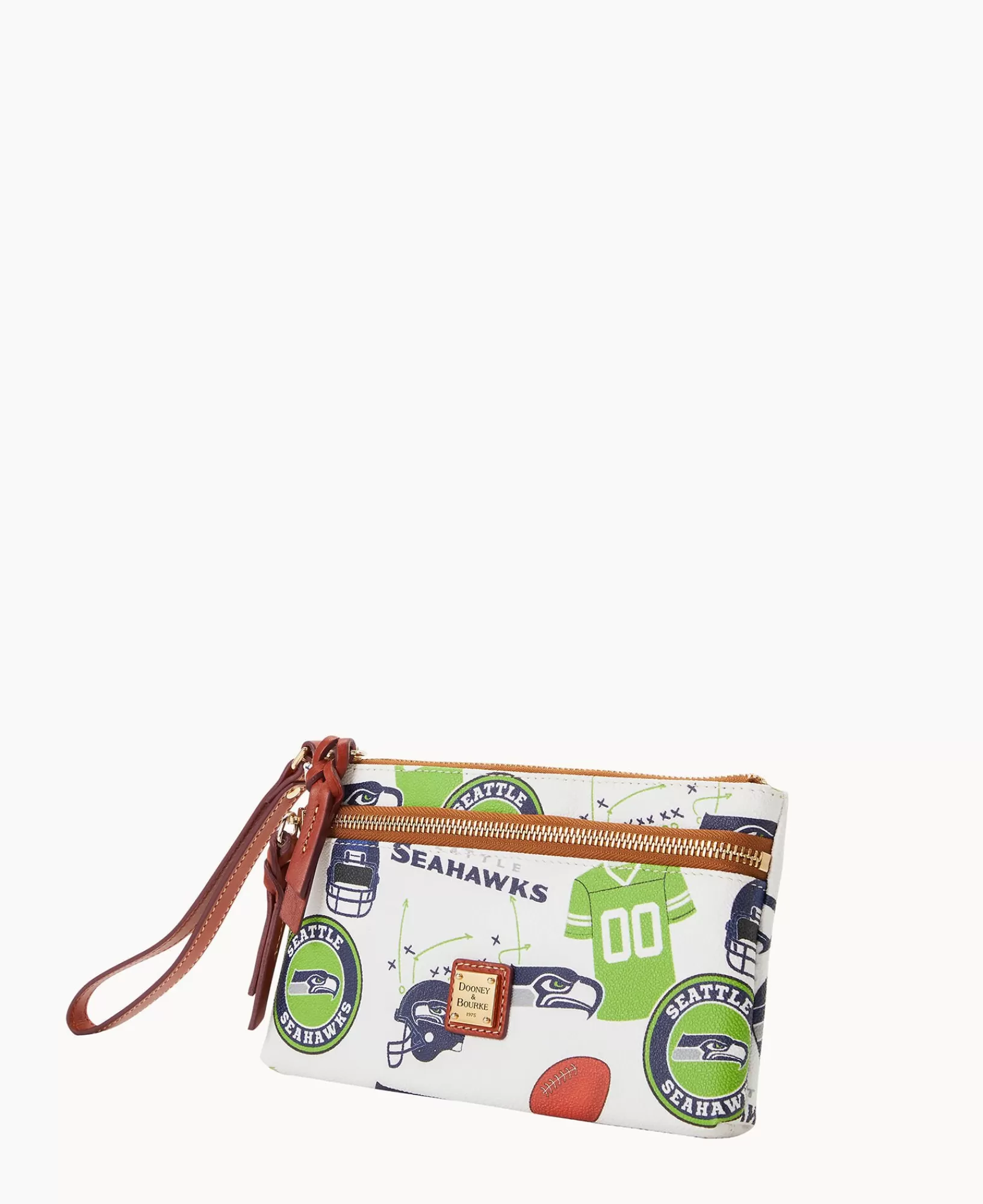 Wristlets | Wallets>Dooney & Bourke NFL Seahawks Double Zip Wristlet WhiteMulti