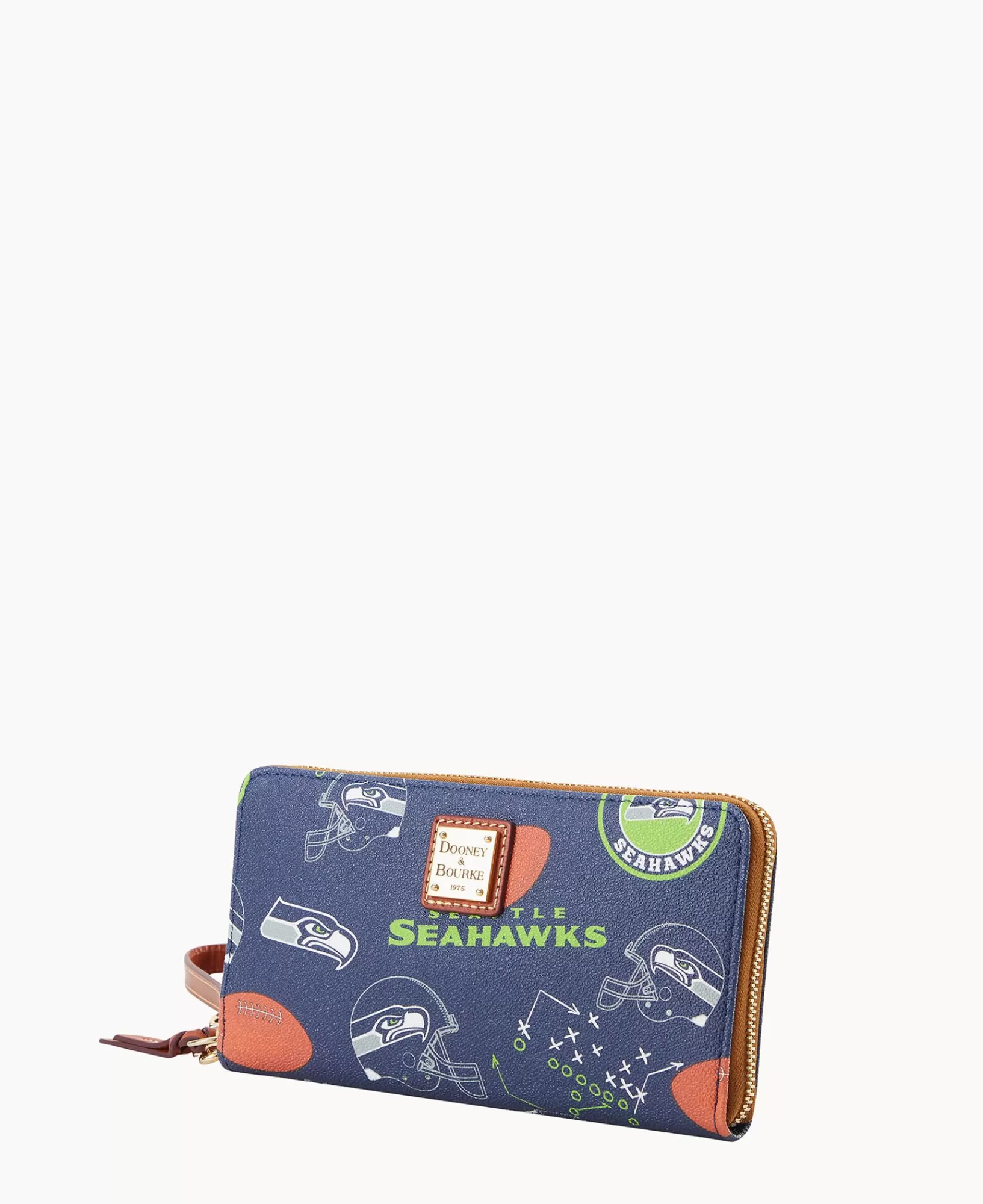 Wristlets | Wallets>Dooney & Bourke NFL Seahawks Large Zip Around Wristlet Navy