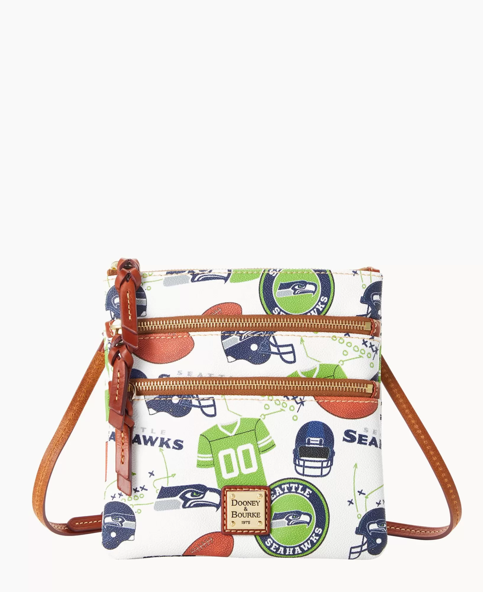 Shoulder Bags | Crossbodies>Dooney & Bourke NFL Seahawks North South Triple Zip Crossbody WhiteMulti