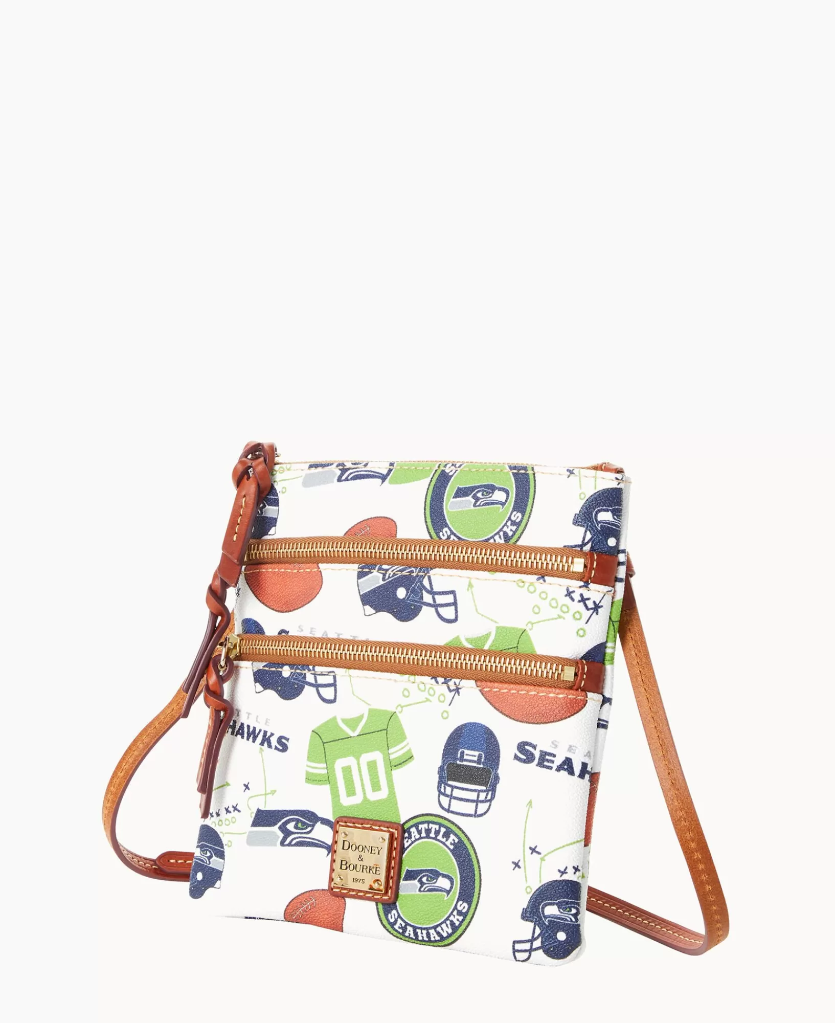 Shoulder Bags | Crossbodies>Dooney & Bourke NFL Seahawks North South Triple Zip Crossbody WhiteMulti