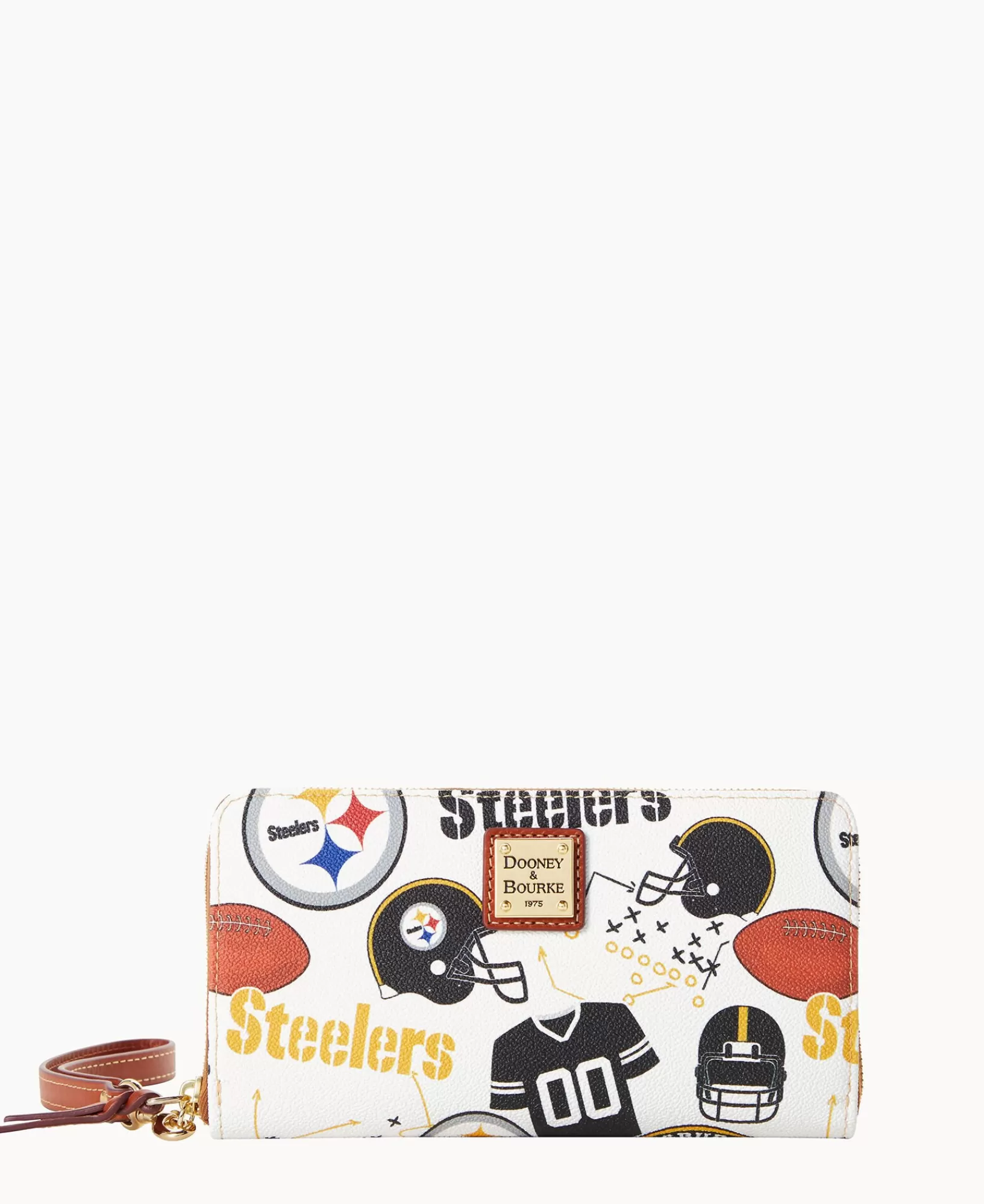 Wristlets | Wallets>Dooney & Bourke NFL Steelers Large Zip Around Wristlet WhiteMulti