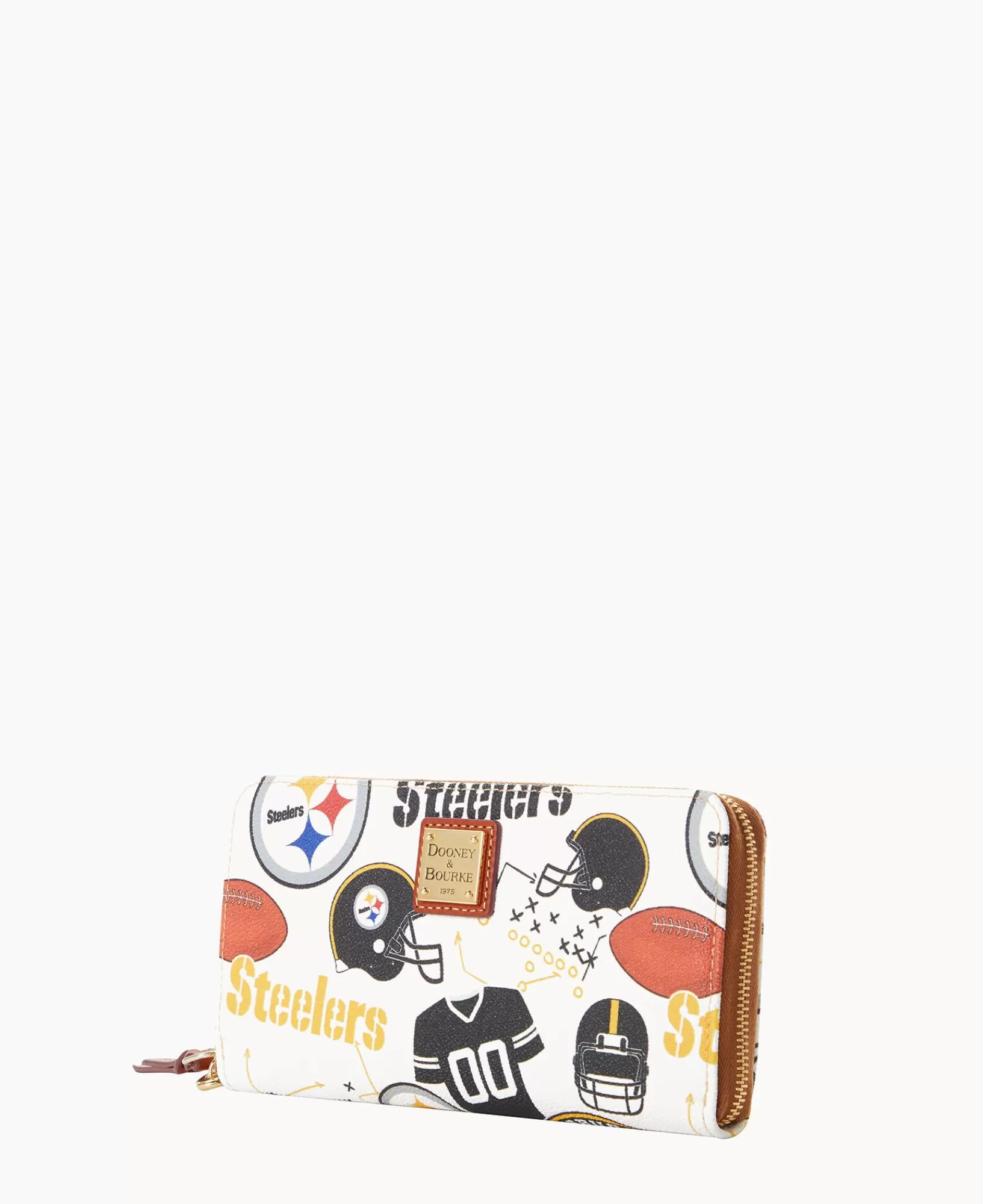 Wristlets | Wallets>Dooney & Bourke NFL Steelers Large Zip Around Wristlet WhiteMulti