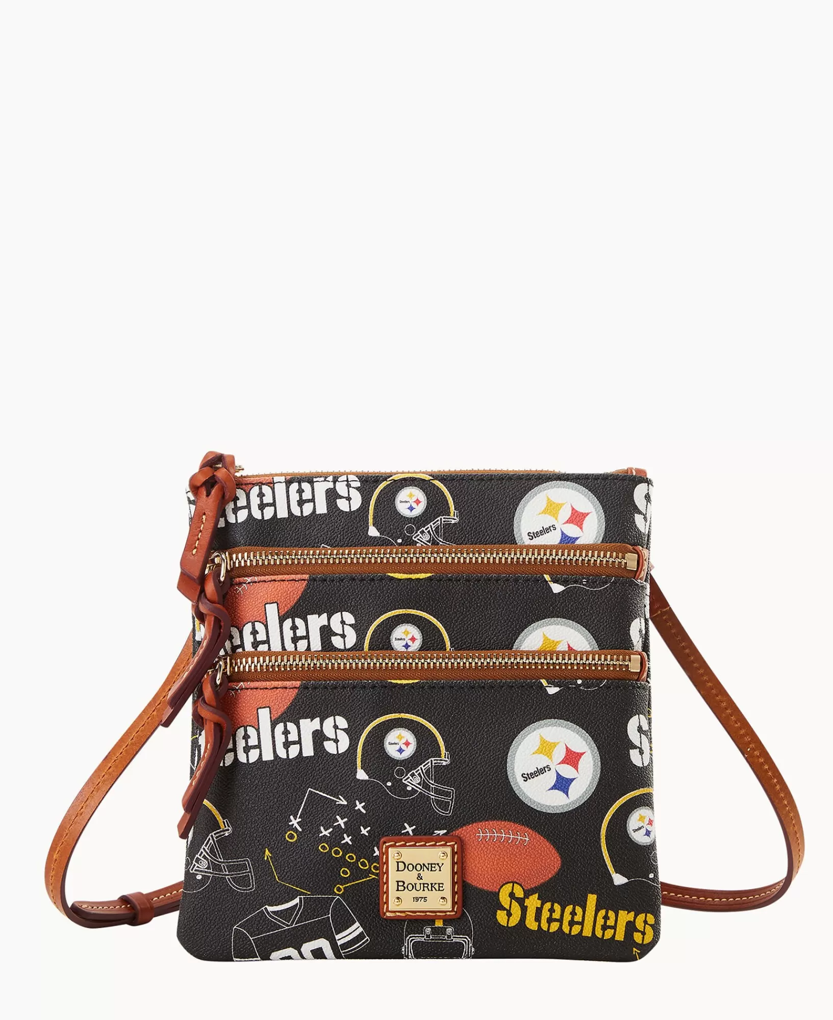 Shoulder Bags | Crossbodies>Dooney & Bourke NFL Steelers North South Triple Zip Crossbody Black