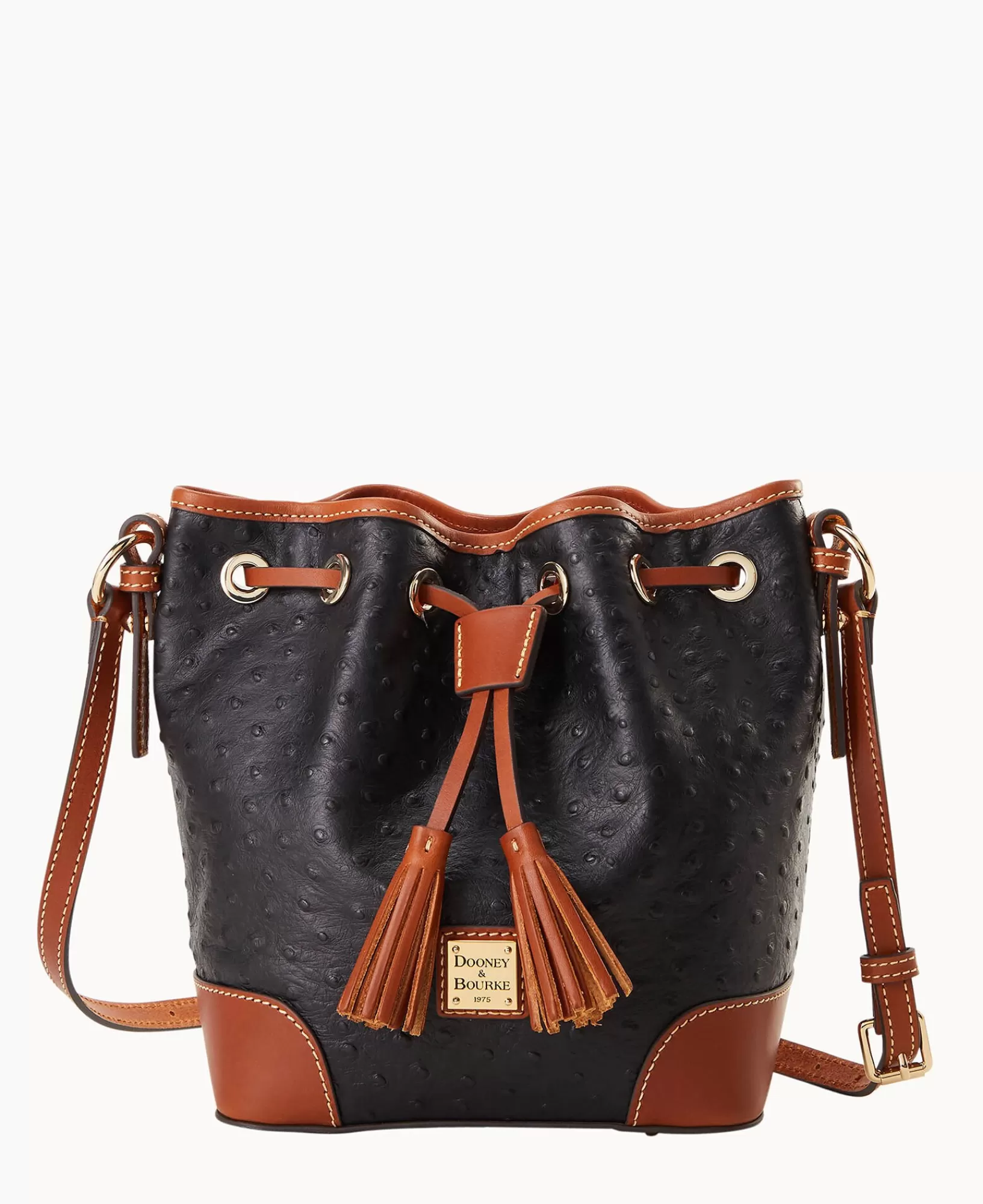 Shoulder Bags | Crossbodies>Dooney & Bourke Ostrich Crossbody Drawstring Black