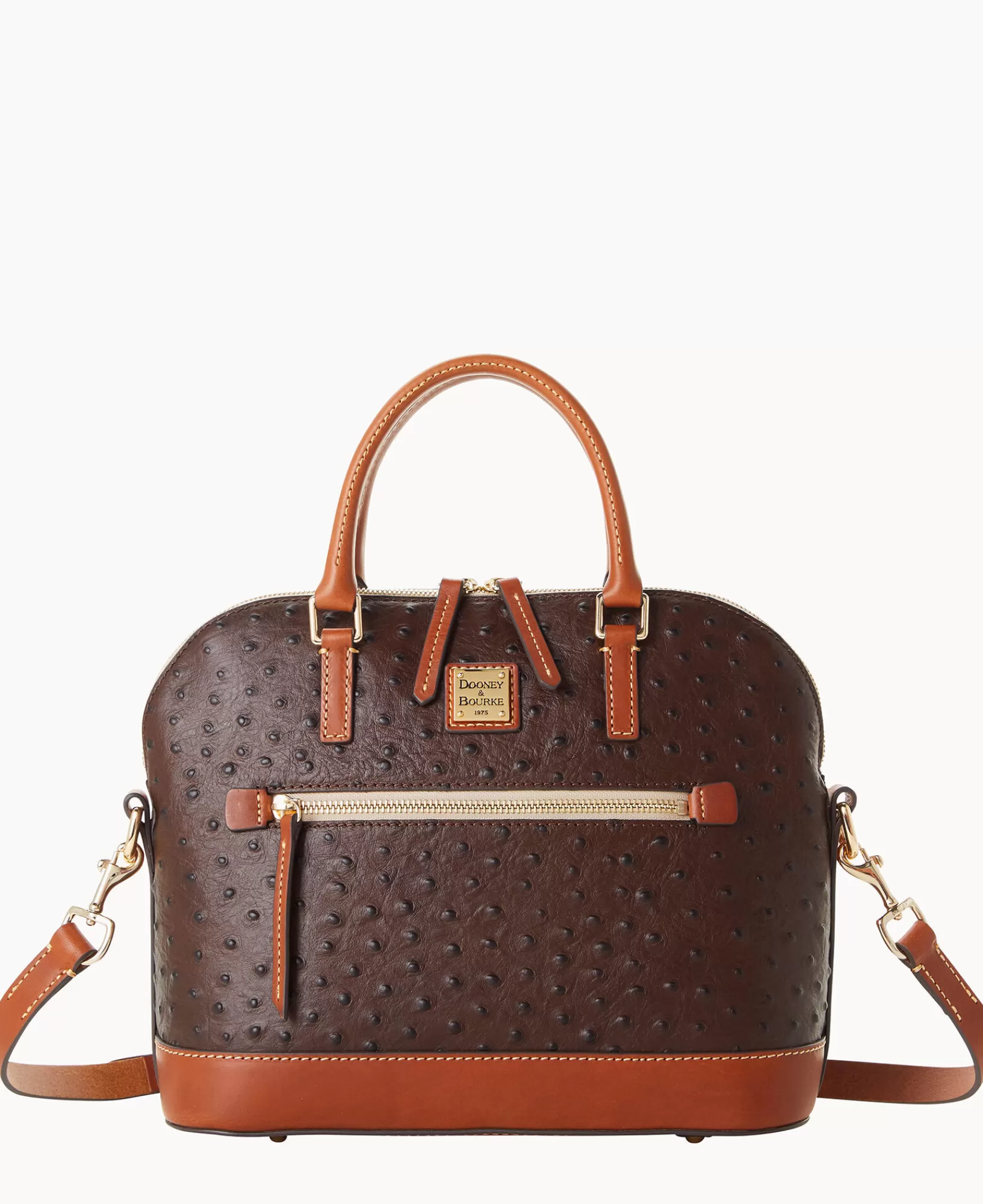 Shoulder Bags | Crossbodies>Dooney & Bourke Ostrich Domed Satchel BrownTmoro