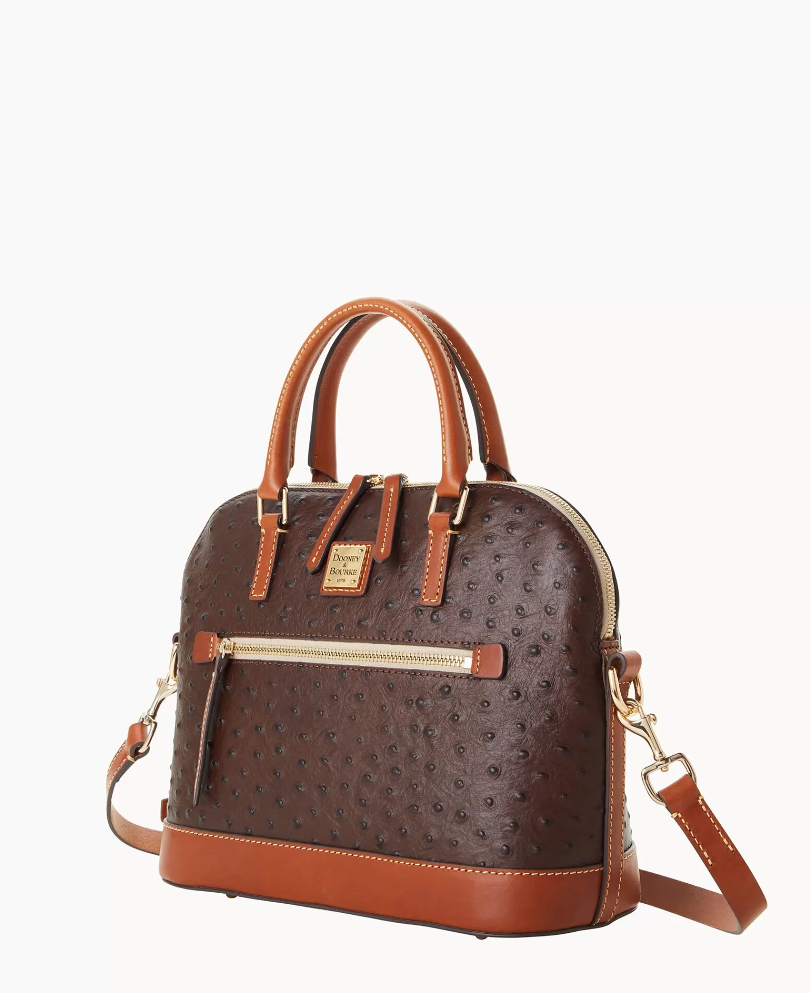 Shoulder Bags | Crossbodies>Dooney & Bourke Ostrich Domed Satchel BrownTmoro