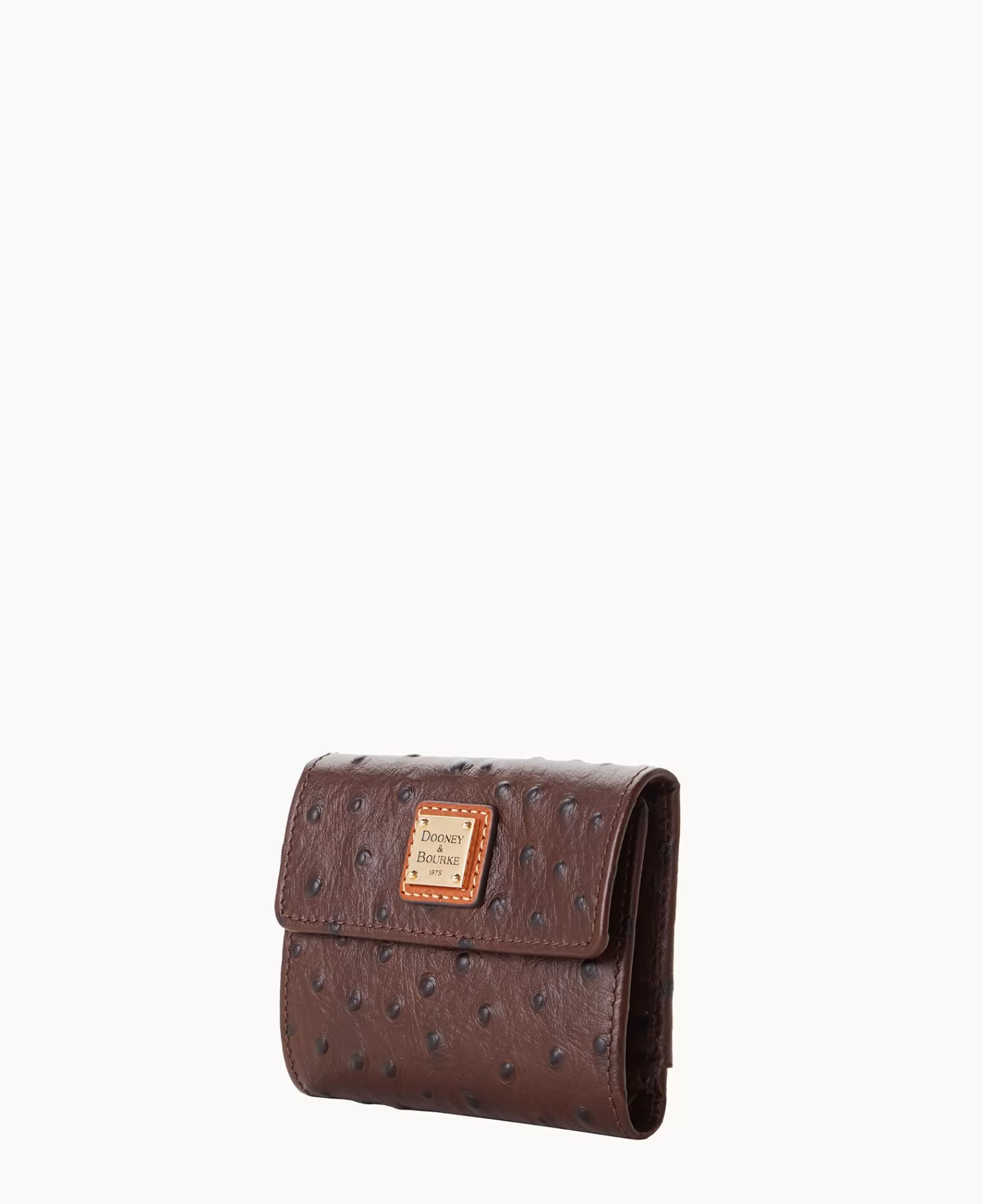 Wallets>Dooney & Bourke Ostrich Small Flap Credit Card Wallet BrownTmoro