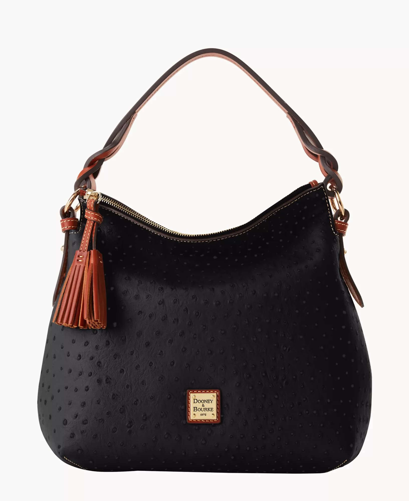 Shoulder Bags>Dooney & Bourke Ostrich Twist Strap Hobo Black