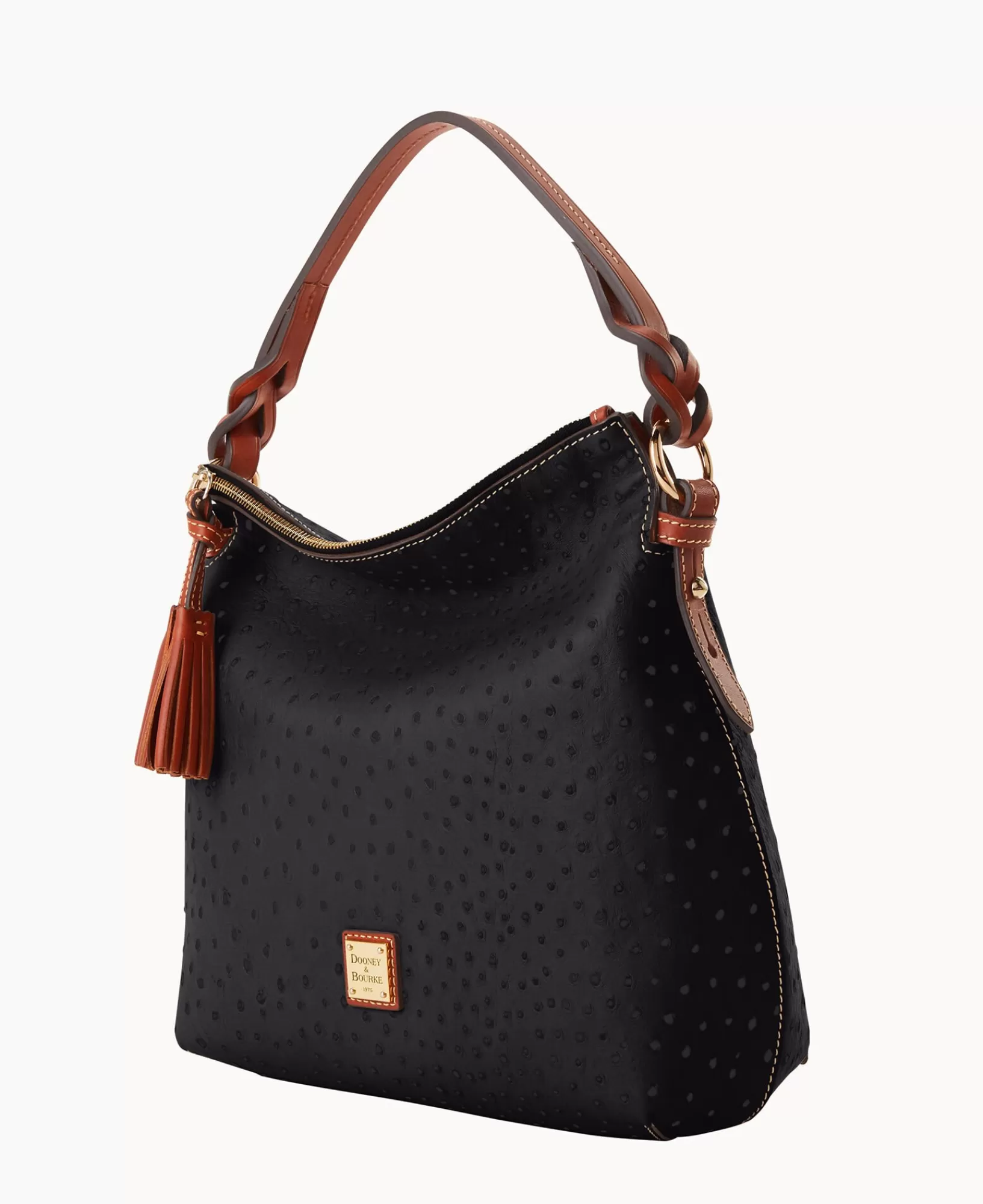 Shoulder Bags>Dooney & Bourke Ostrich Twist Strap Hobo Black