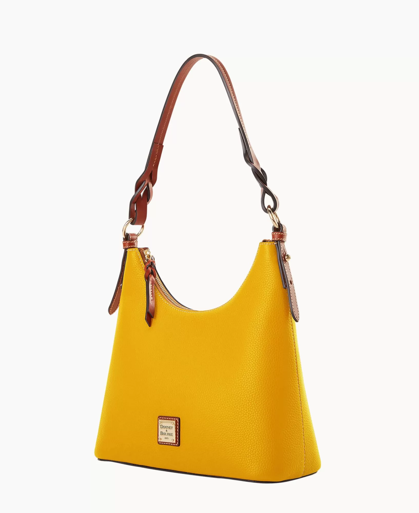 Shoulder Bags>Dooney & Bourke Pebble Grain Bryce Hobo Mustard