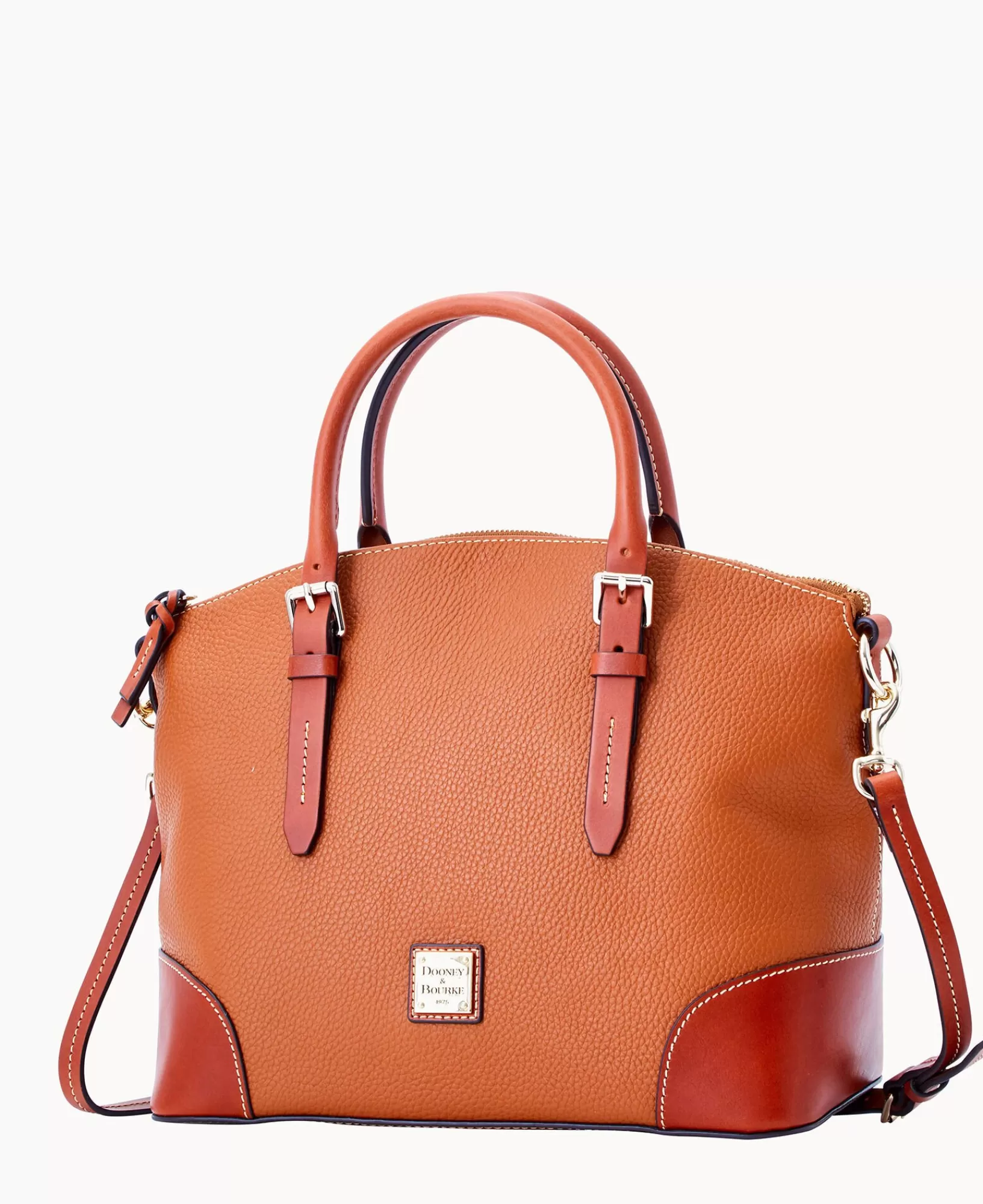 Shoulder Bags | Satchels>Dooney & Bourke Pebble Grain Domed Satchel Caramel