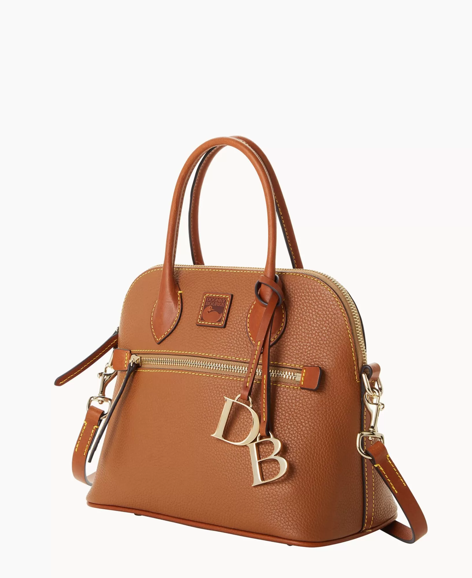 Shoulder Bags | Satchels>Dooney & Bourke Pebble Grain Domed Satchel Caramel