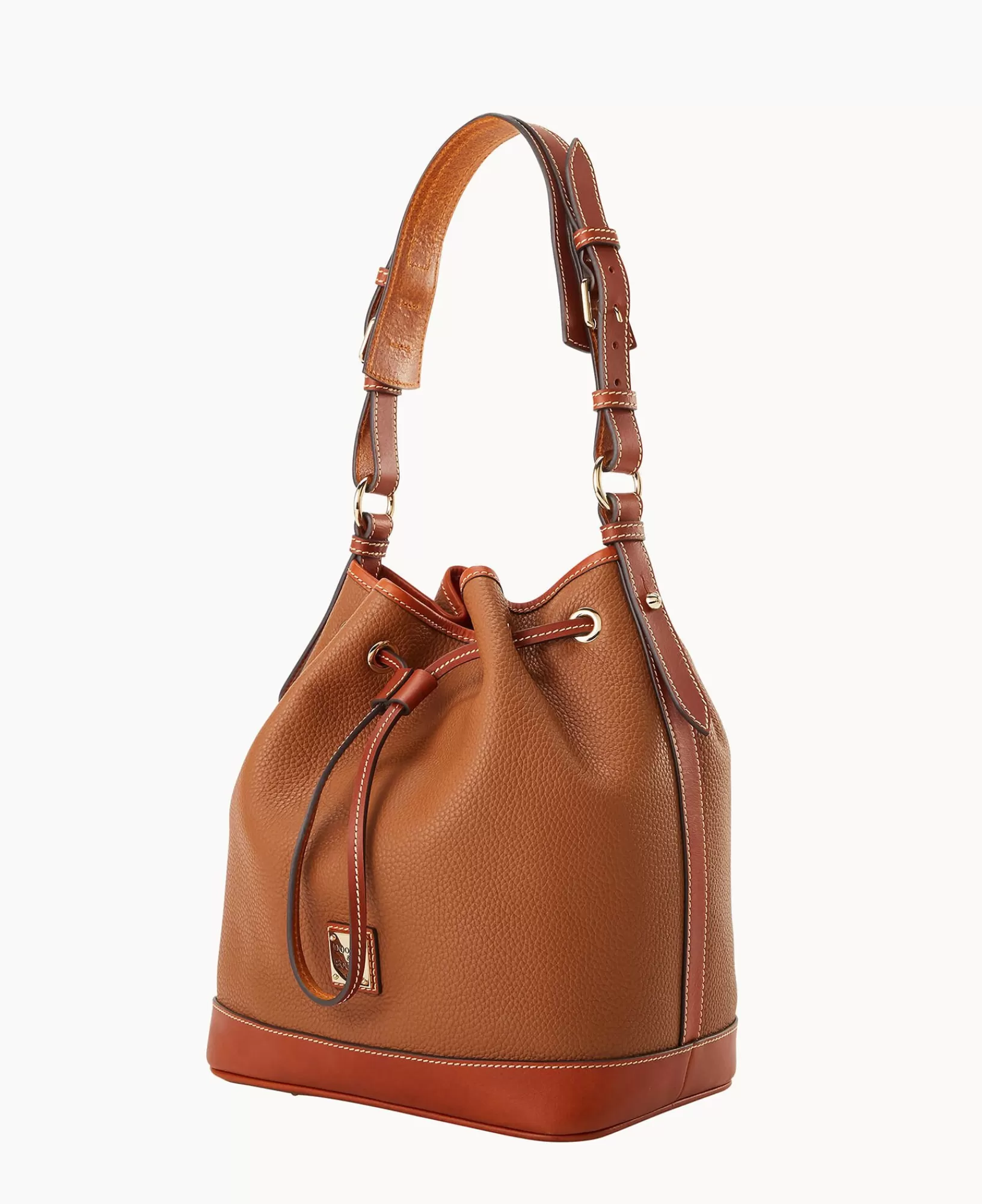 Shoulder Bags>Dooney & Bourke Pebble Grain Drawstring Caramel