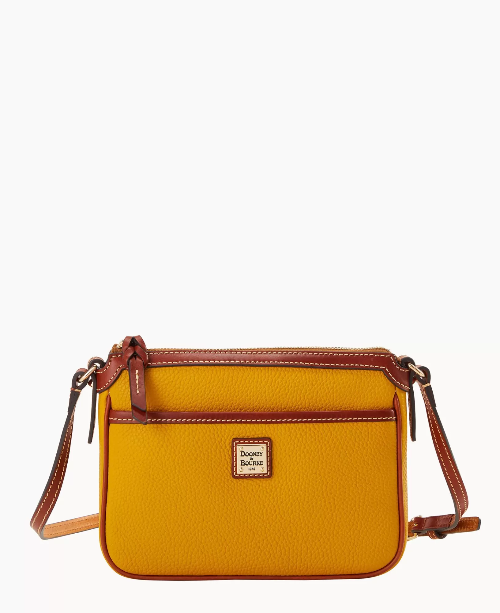 Shoulder Bags | Crossbodies>Dooney & Bourke Pebble Grain East West Pocket Crossbody Mustard