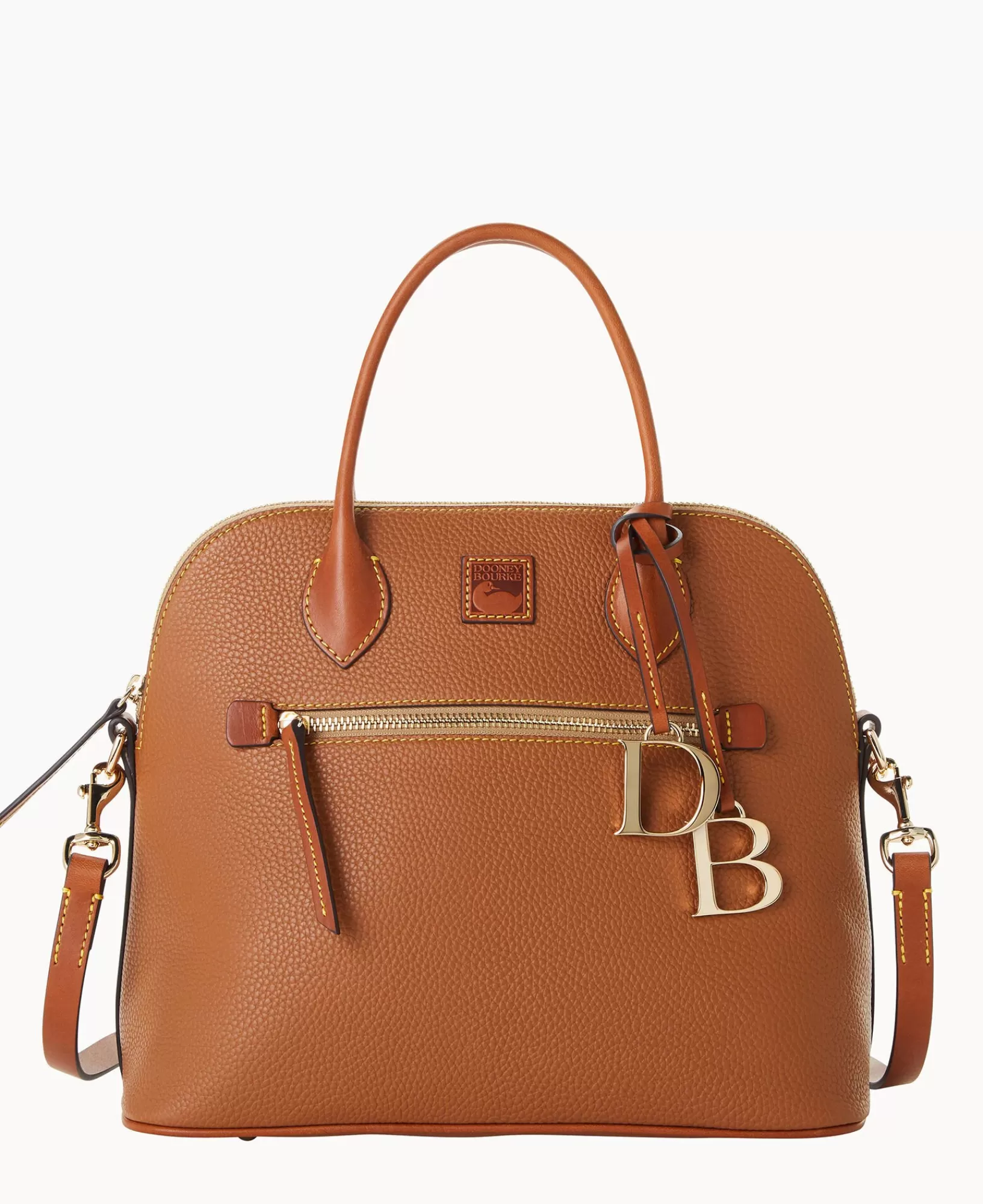 Shoulder Bags | Satchels>Dooney & Bourke Pebble Grain Large Domed Satchel Caramel