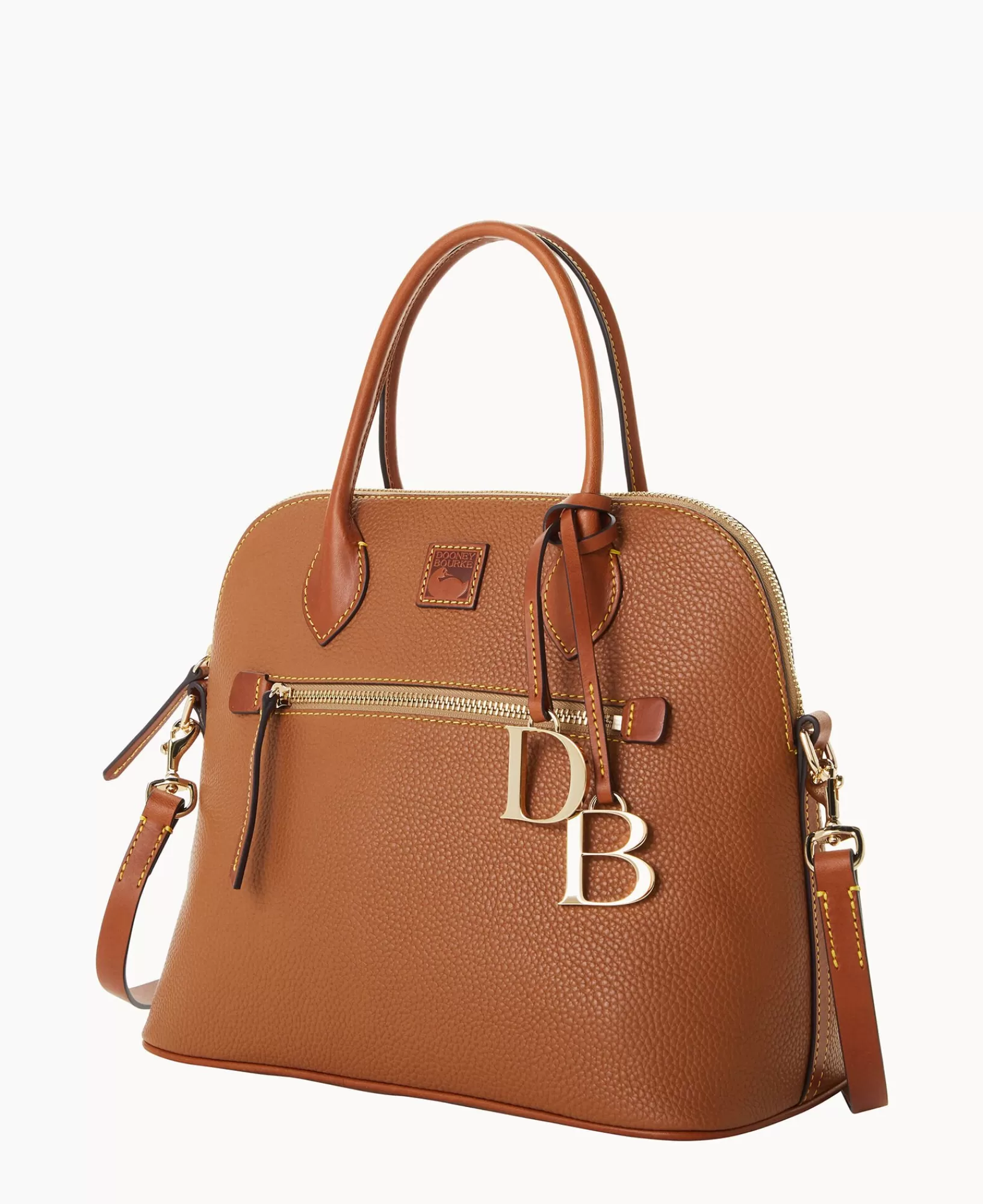 Shoulder Bags | Satchels>Dooney & Bourke Pebble Grain Large Domed Satchel Caramel