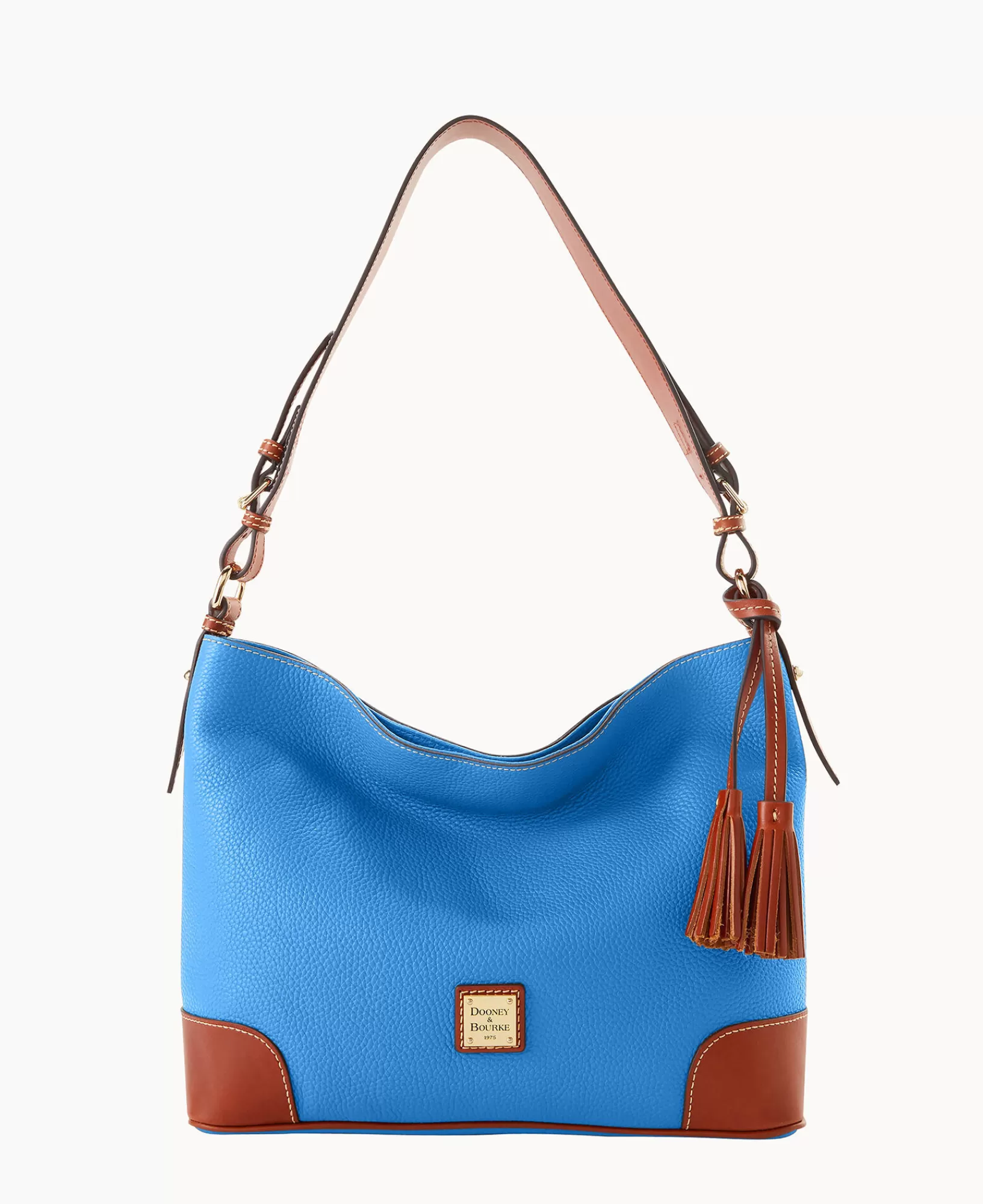 Shoulder Bags>Dooney & Bourke Pebble Grain Large Sac Azure