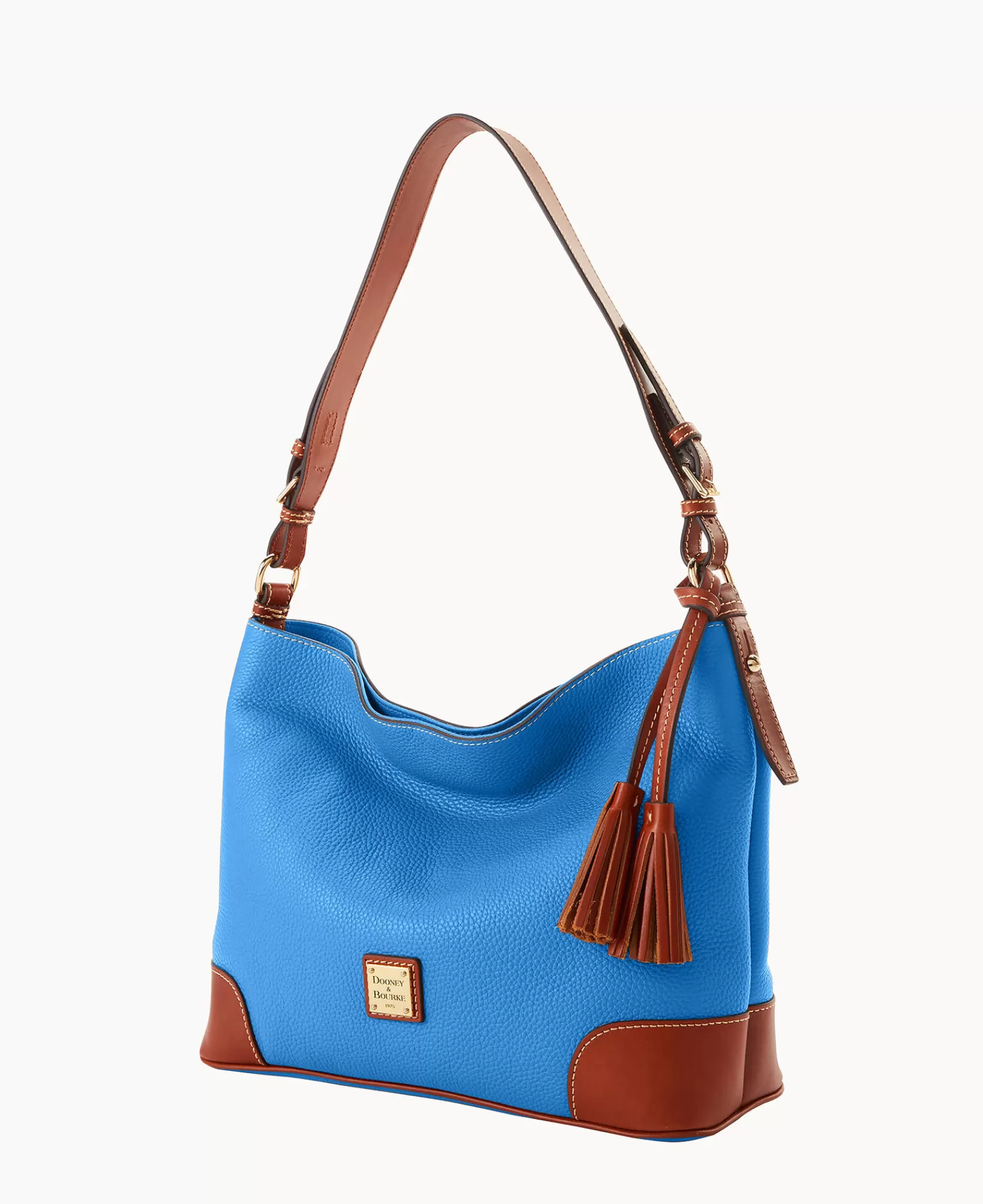 Shoulder Bags>Dooney & Bourke Pebble Grain Large Sac Azure