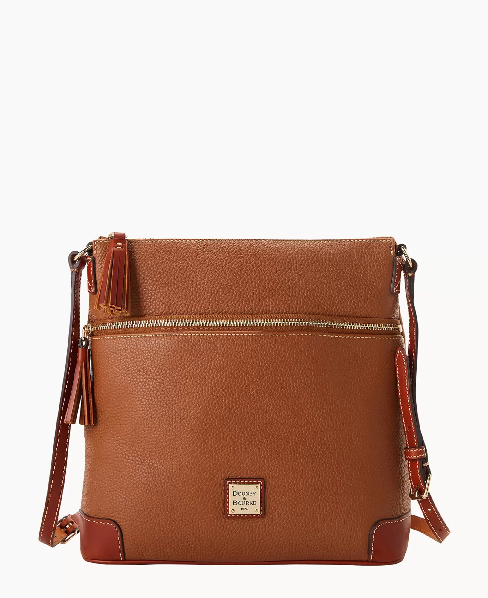 Shoulder Bags | Crossbodies>Dooney & Bourke Pebble Grain Large Tassel Crossbody Caramel