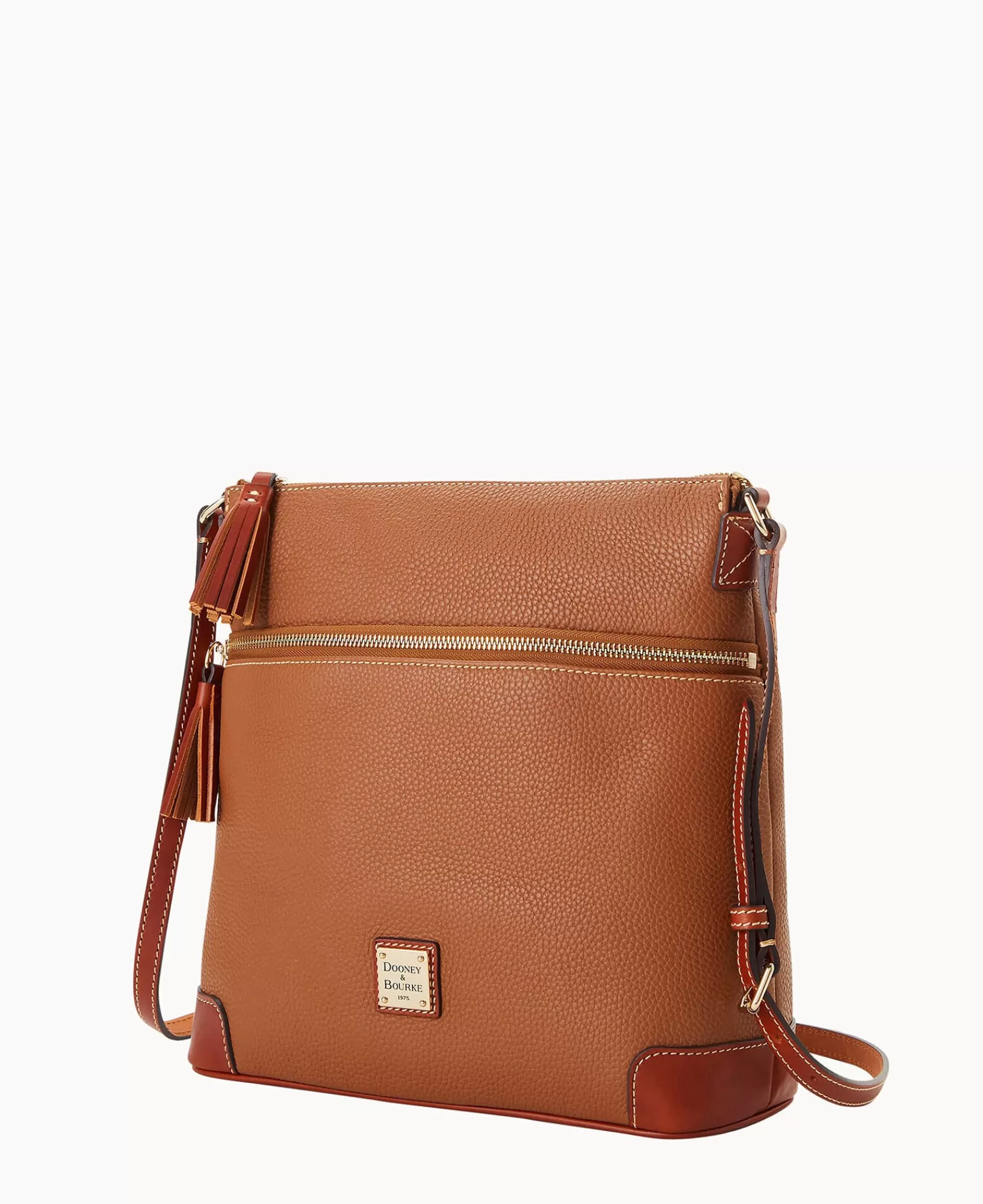 Shoulder Bags | Crossbodies>Dooney & Bourke Pebble Grain Large Tassel Crossbody Caramel