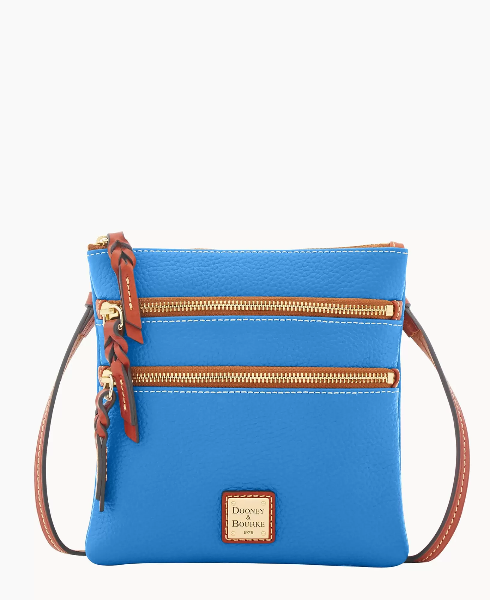 Shoulder Bags | Crossbodies>Dooney & Bourke Pebble Grain North South Triple Zip Azure