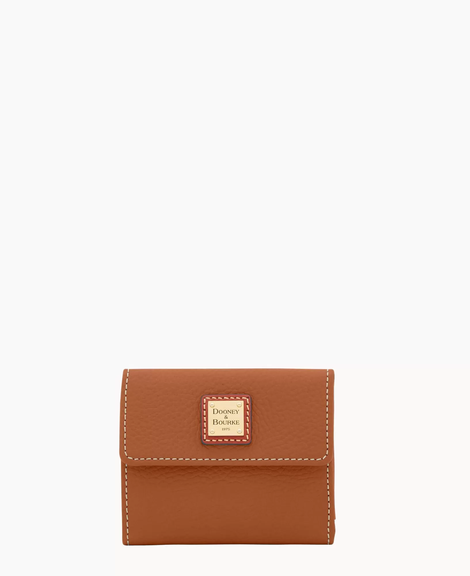 Wallets | Mini Bags>Dooney & Bourke Pebble Grain Small Flap Credit Card Wallet Caramel