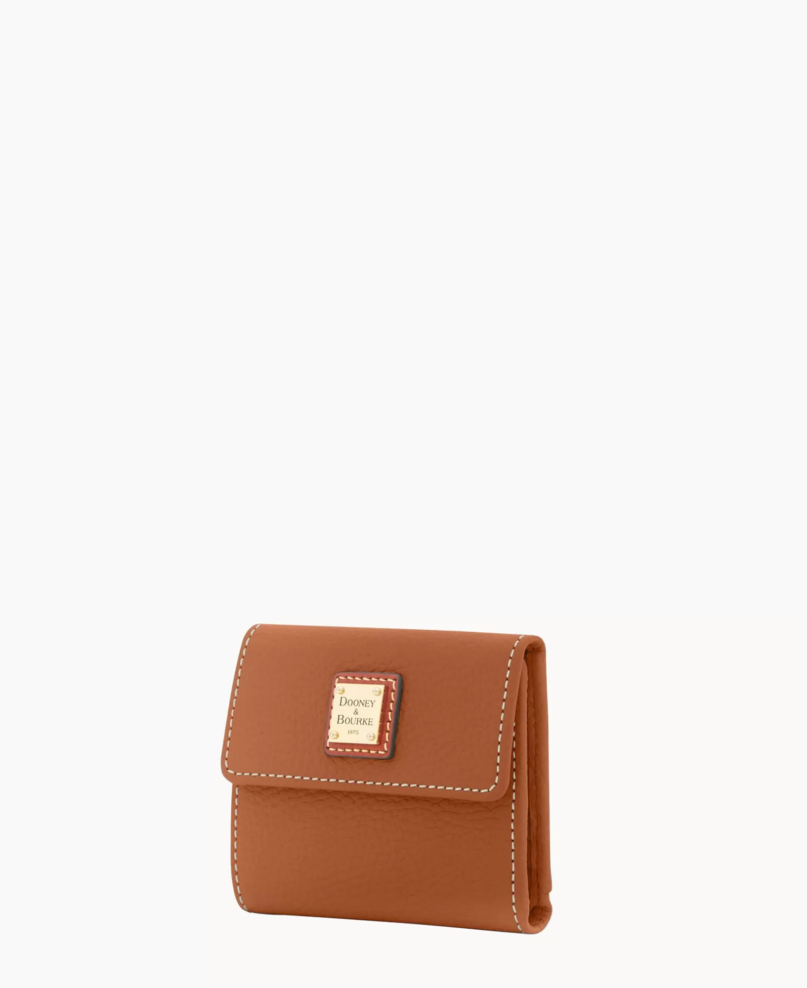 Wallets | Mini Bags>Dooney & Bourke Pebble Grain Small Flap Credit Card Wallet Caramel