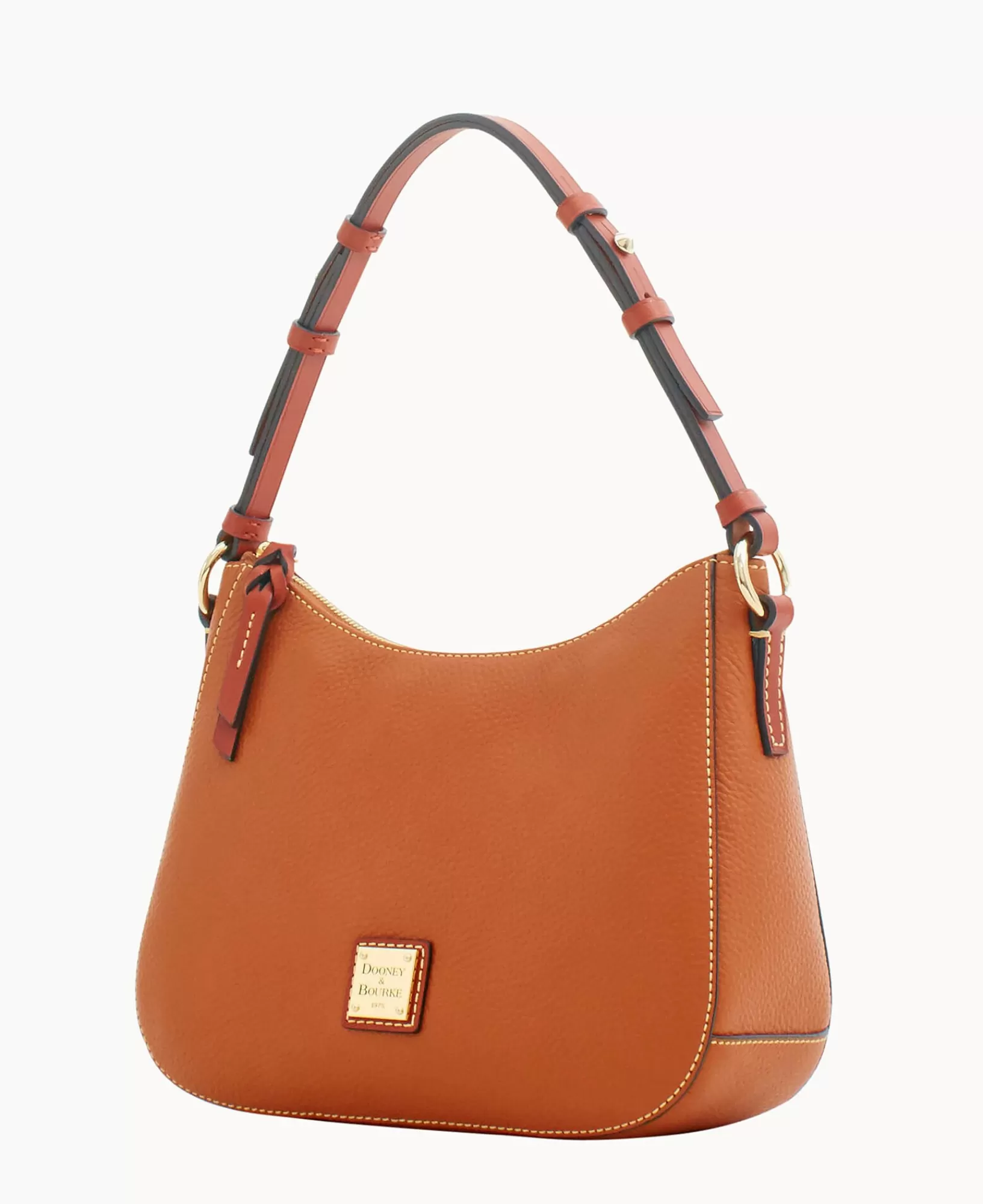 Shoulder Bags>Dooney & Bourke Pebble Grain Small Kiley Hobo Caramel