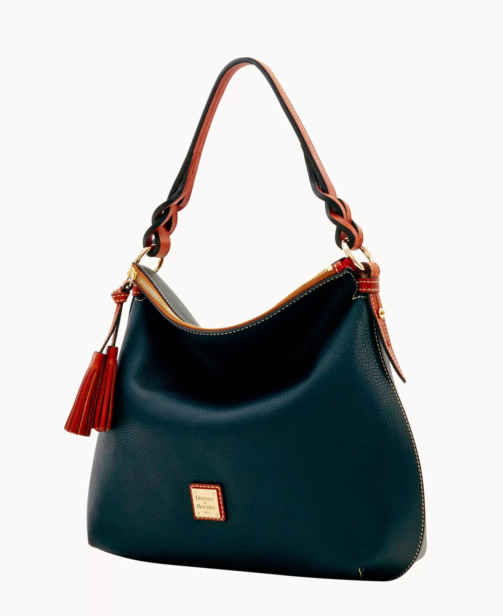 Shoulder Bags>Dooney & Bourke Pebble Grain Twist Strap Hobo Black