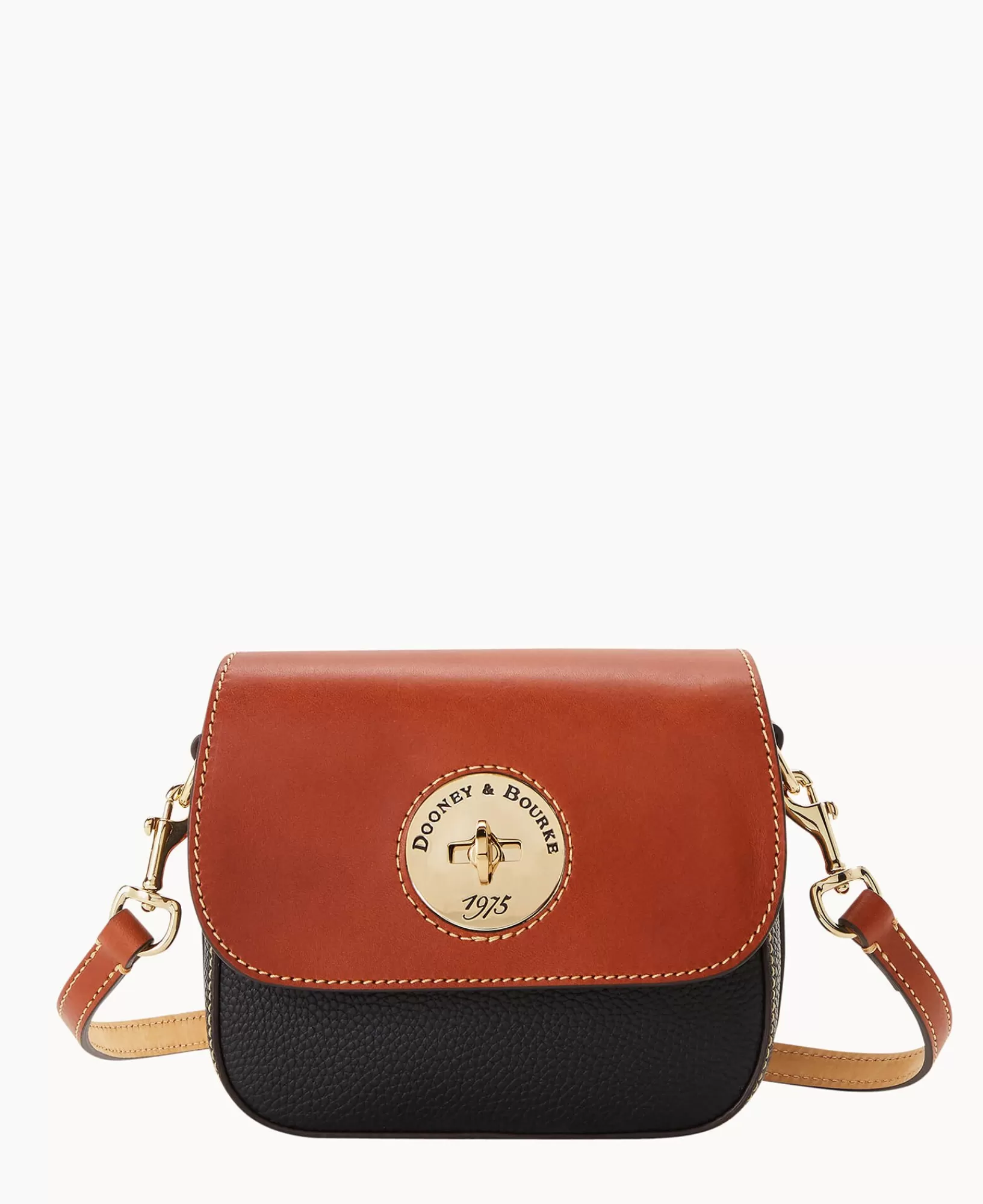 Shoulder Bags | Crossbodies>Dooney & Bourke Pebble Turnlock Flap Saddle Black