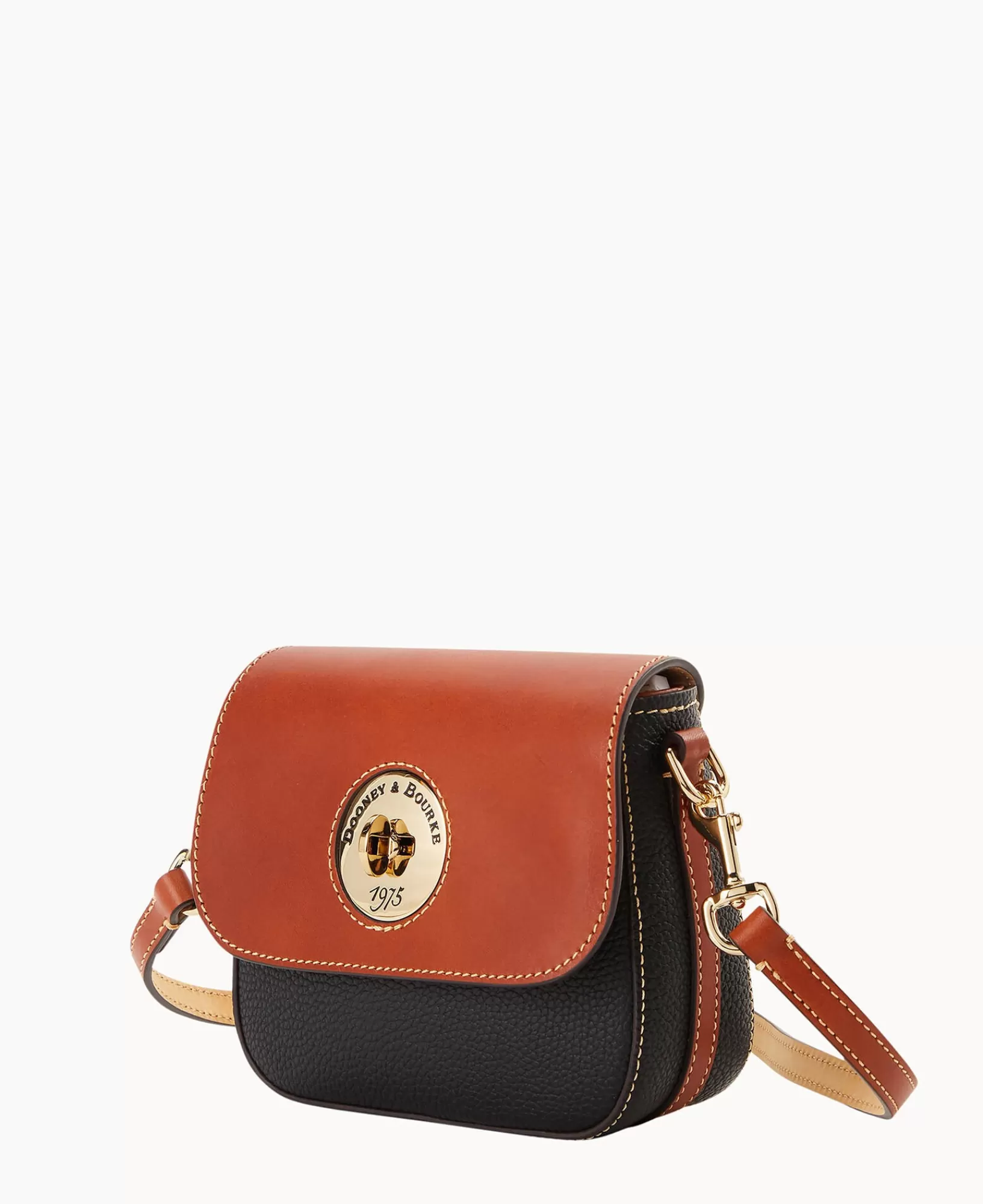 Shoulder Bags | Crossbodies>Dooney & Bourke Pebble Turnlock Flap Saddle Black