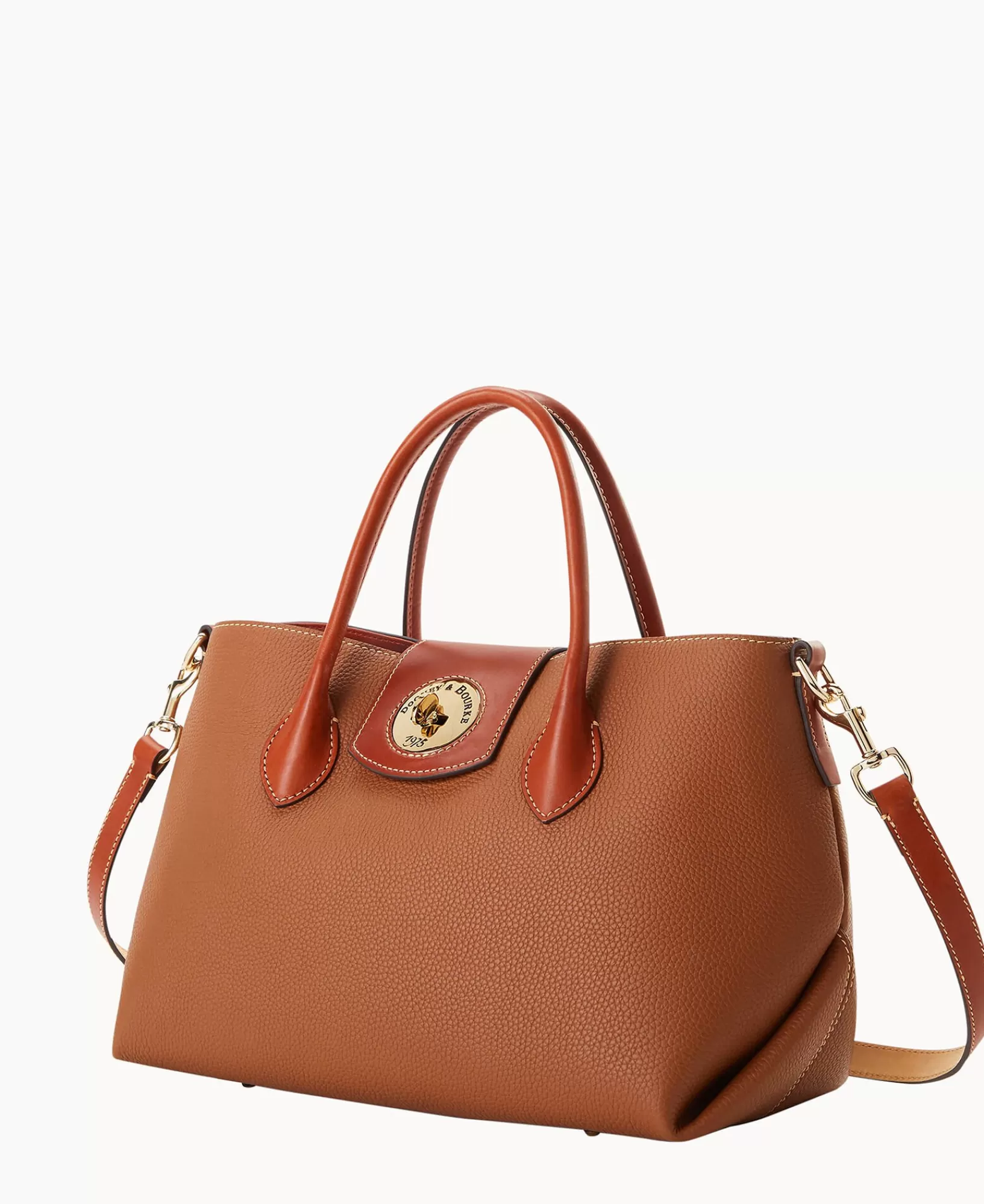 Shoulder Bags | Totes>Dooney & Bourke Pebble Turnlock Handle Tote 30 Caramel