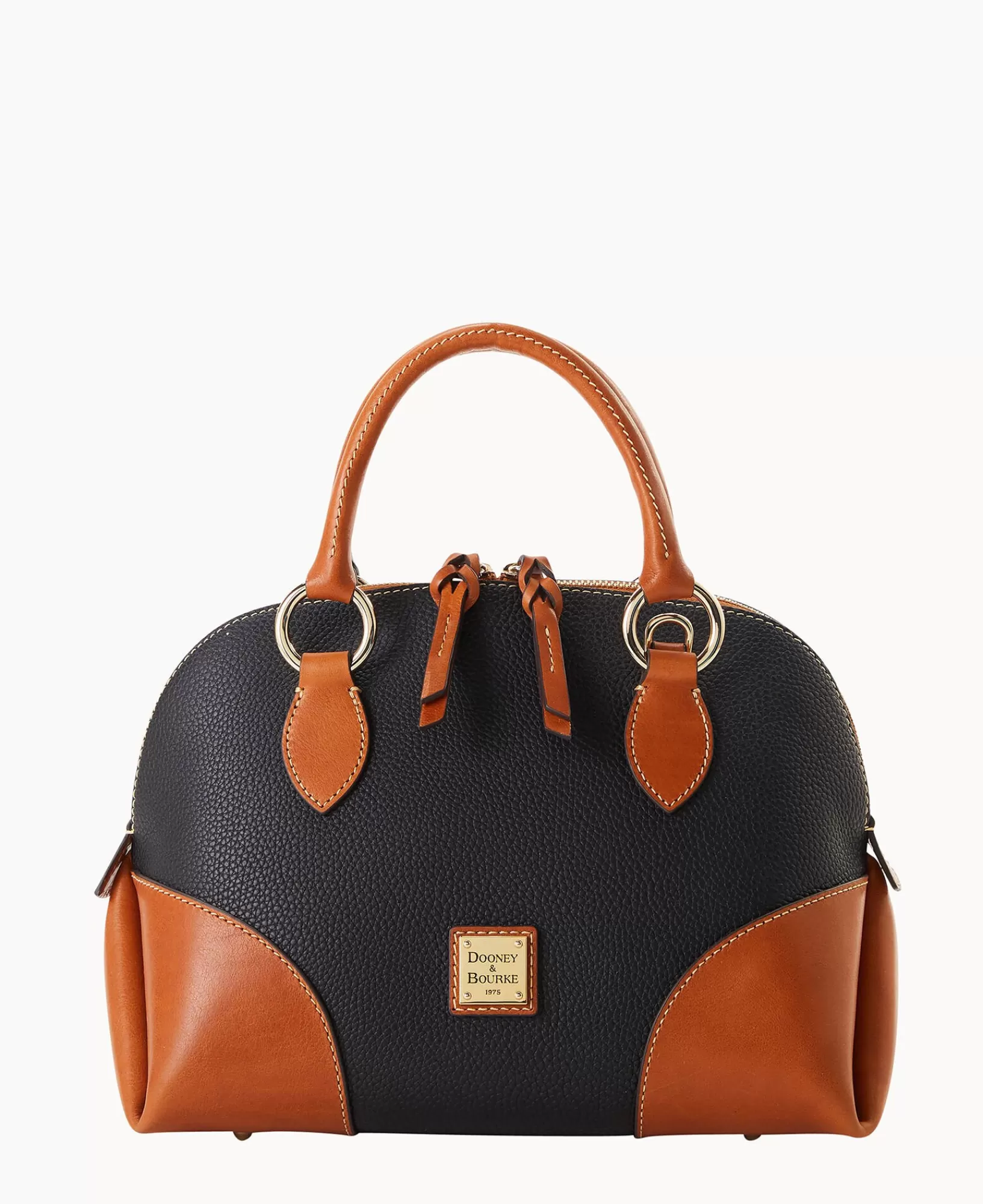 Shoulder Bags | Satchels>Dooney & Bourke Pebble with Florentine Trim Domed Satchel Black