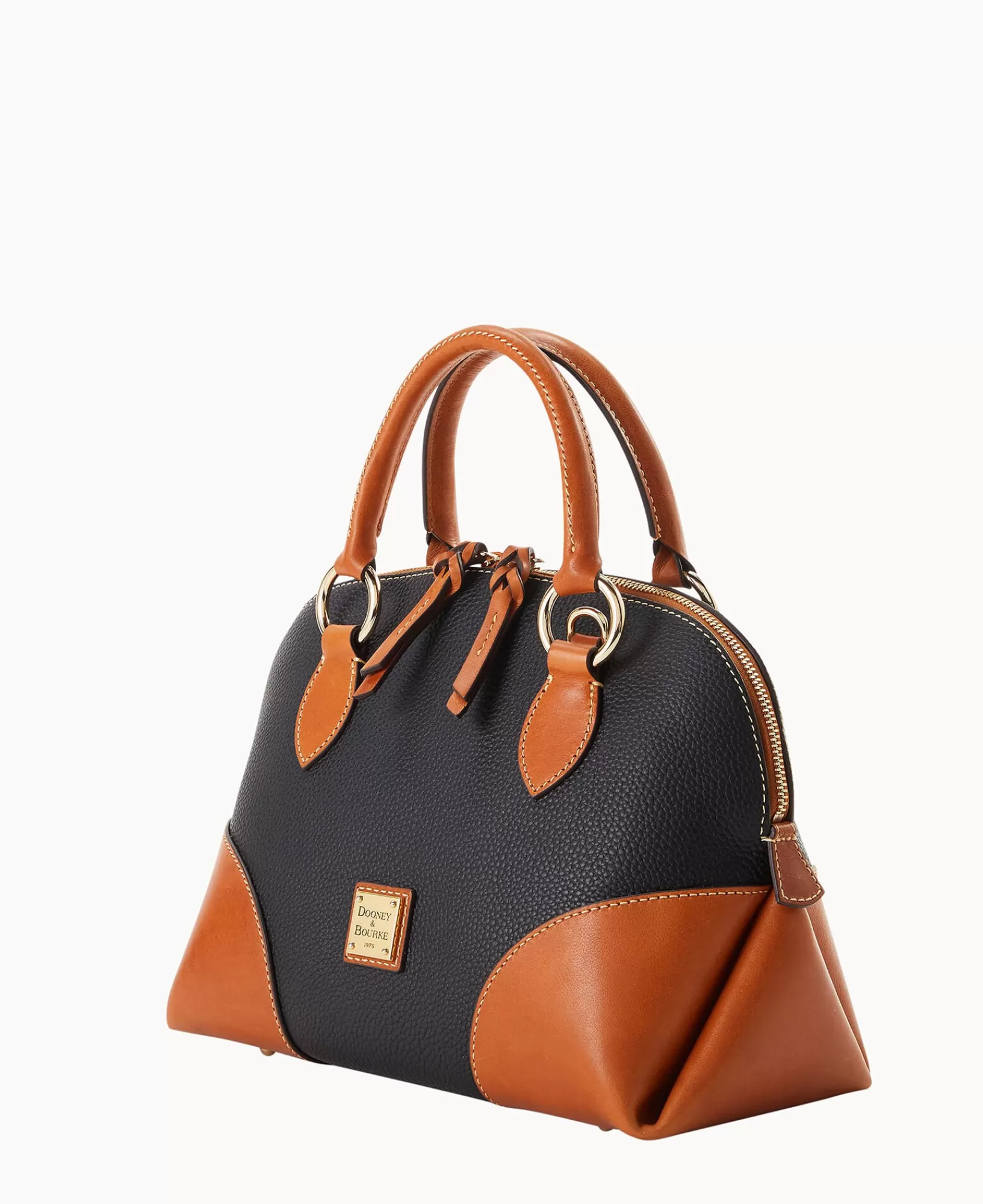 Shoulder Bags | Satchels>Dooney & Bourke Pebble with Florentine Trim Domed Satchel Black