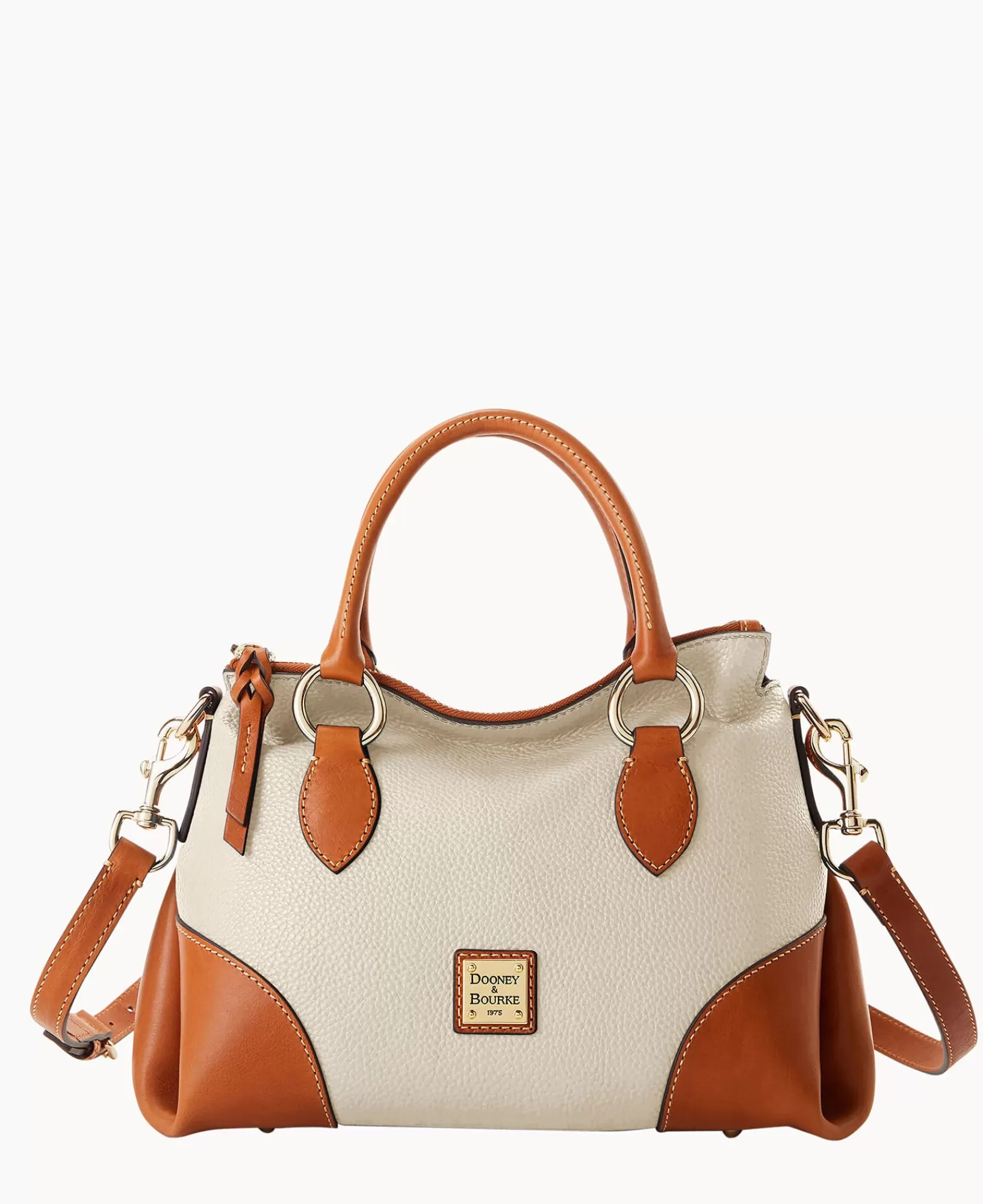 Shoulder Bags | Satchels>Dooney & Bourke Pebble with Florentine Trim Satchel 30 Bone