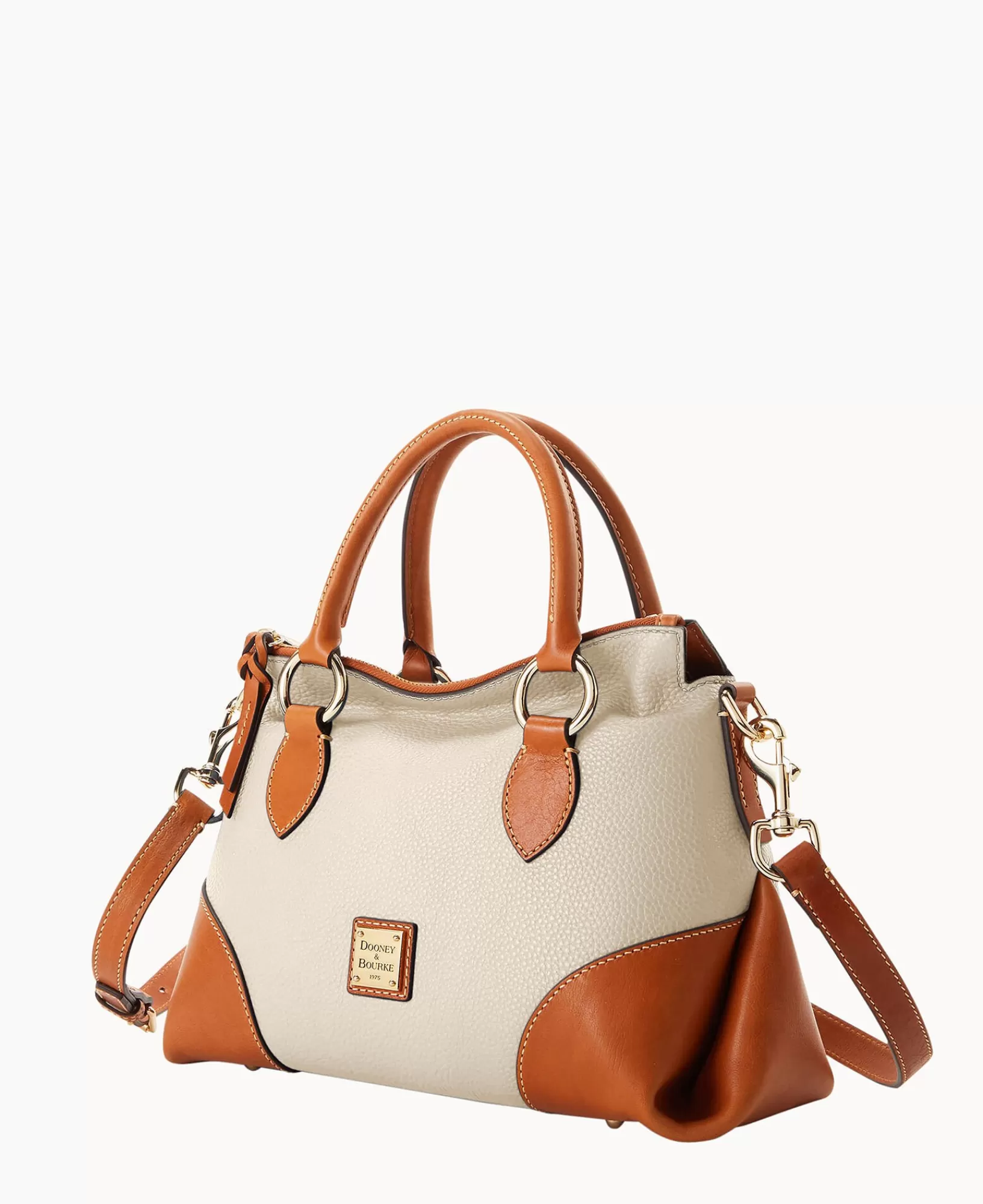 Shoulder Bags | Satchels>Dooney & Bourke Pebble with Florentine Trim Satchel 30 Bone