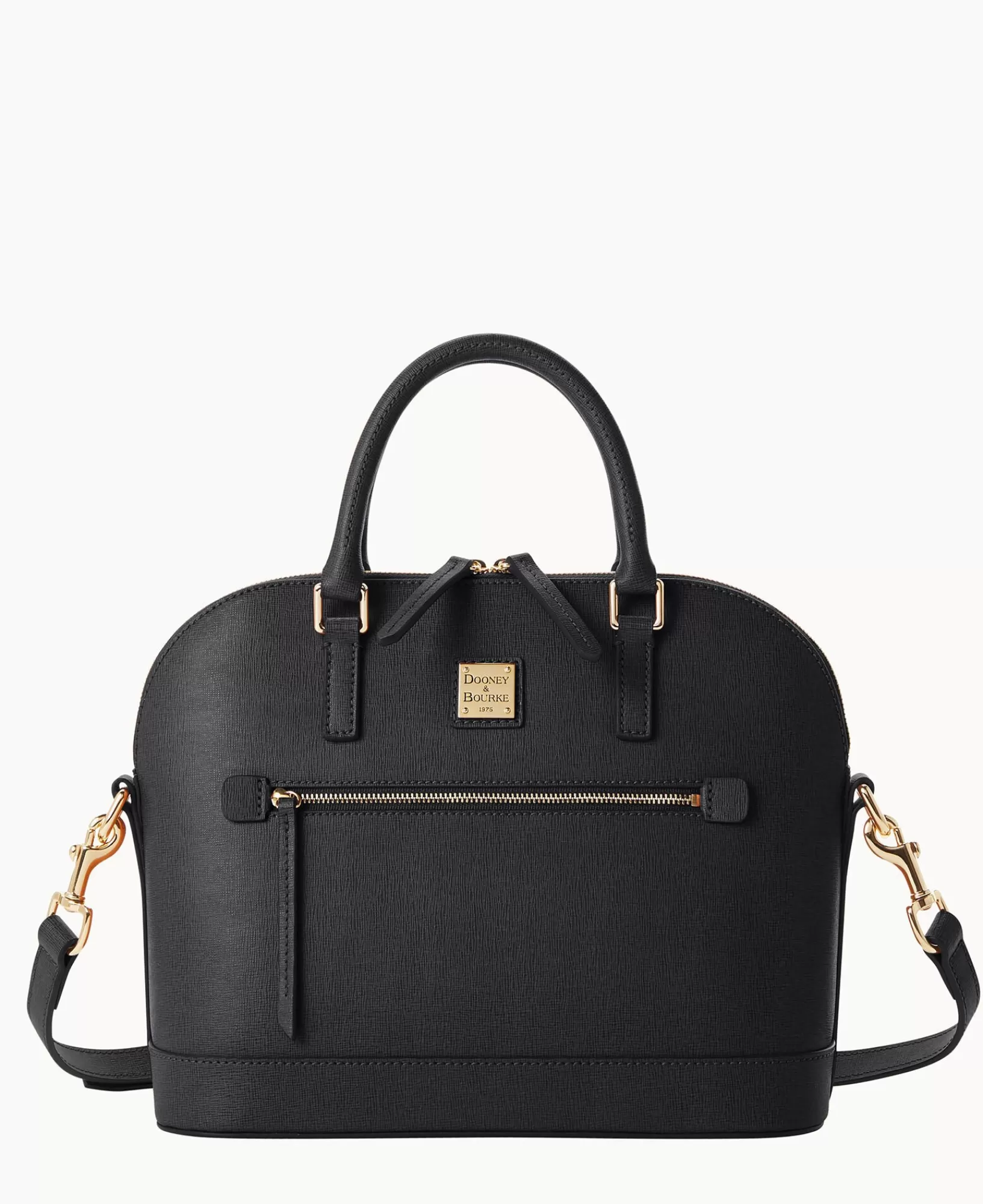 Shoulder Bags | Satchels>Dooney & Bourke Saffiano Domed Zip Satchel Black