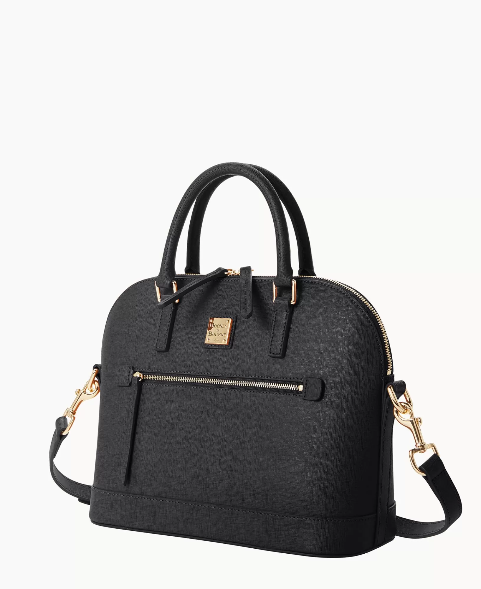 Shoulder Bags | Satchels>Dooney & Bourke Saffiano Domed Zip Satchel Black