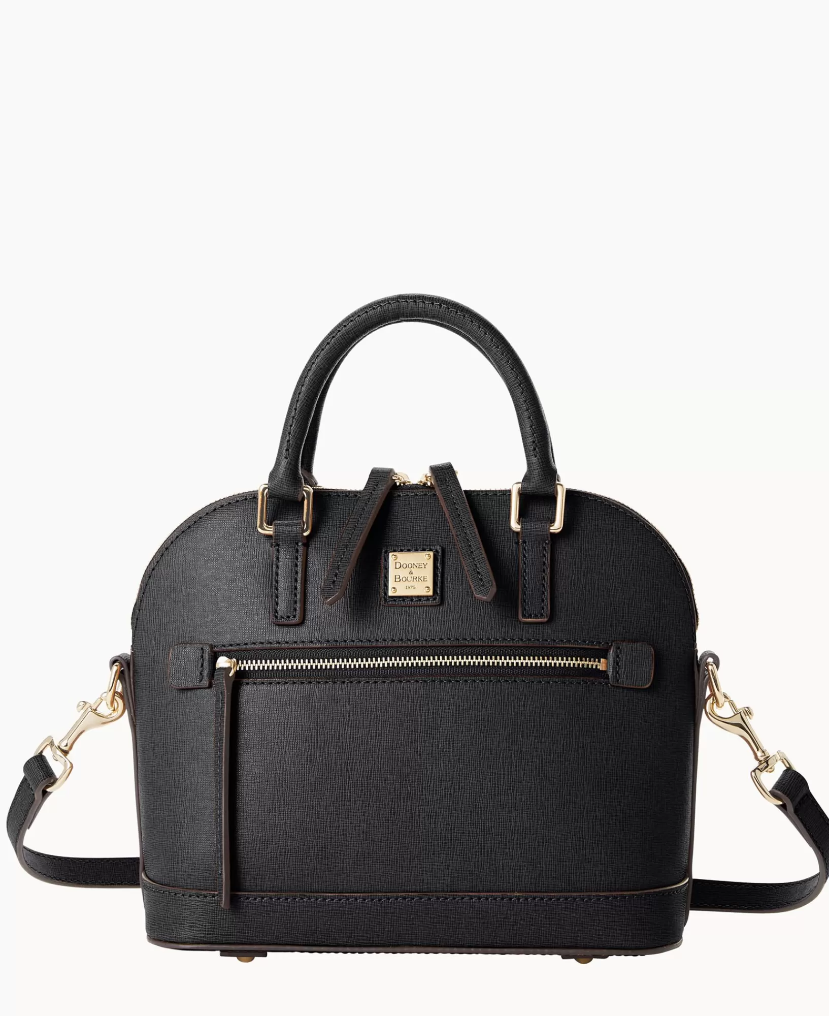 Shoulder Bags | Satchels>Dooney & Bourke Saffiano Small Domed Zip Satchel Black