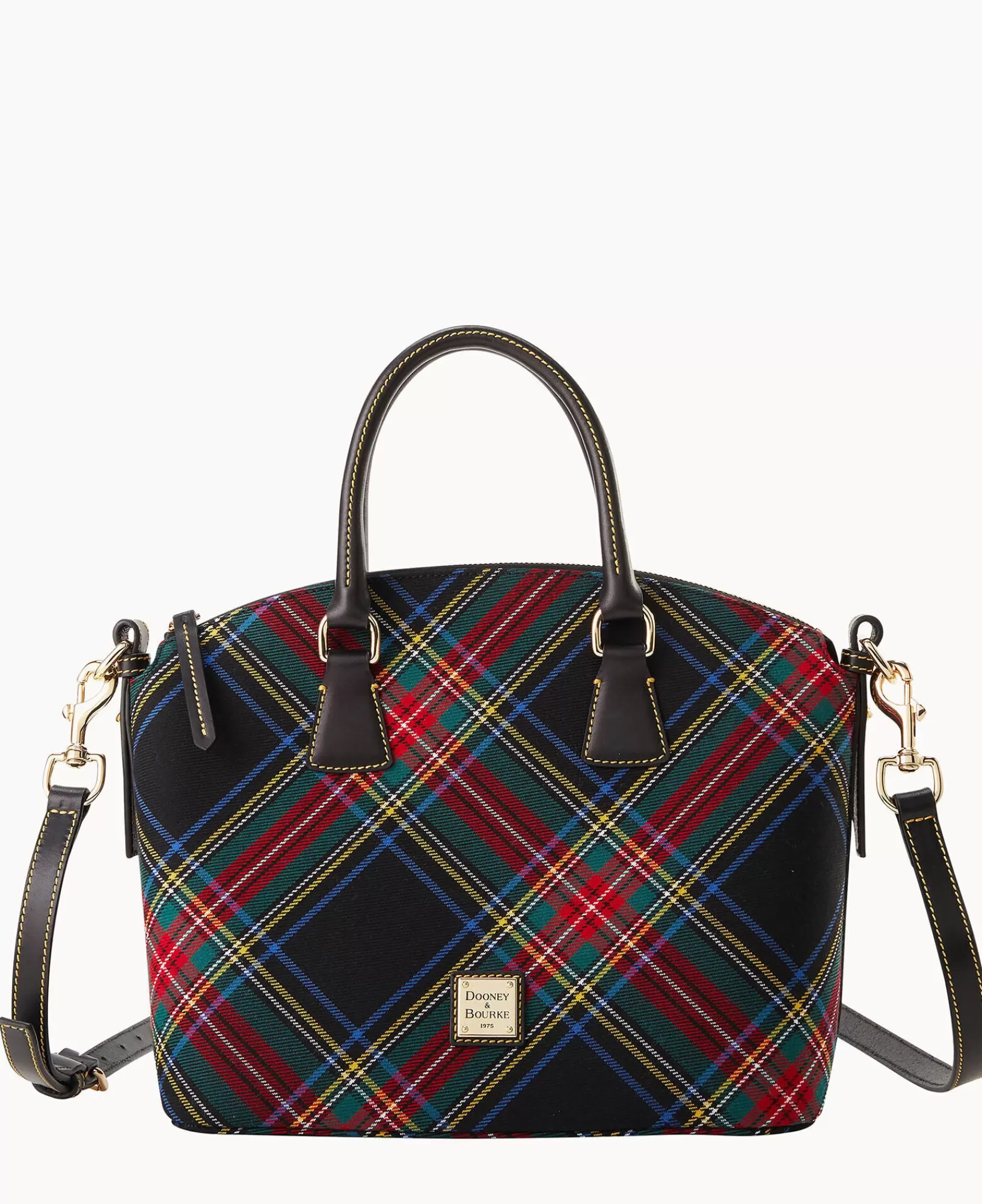 Shoulder Bags | Crossbodies>Dooney & Bourke Tartan Domed Satchel Black